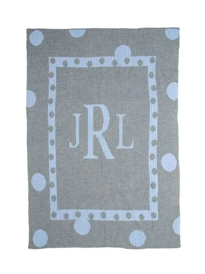 LARGE POLKA DOT & MONOGRAM STROLLER BLANKET