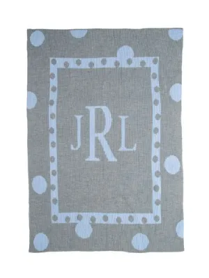 LARGE POLKA DOT & MONOGRAM STROLLER BLANKET
