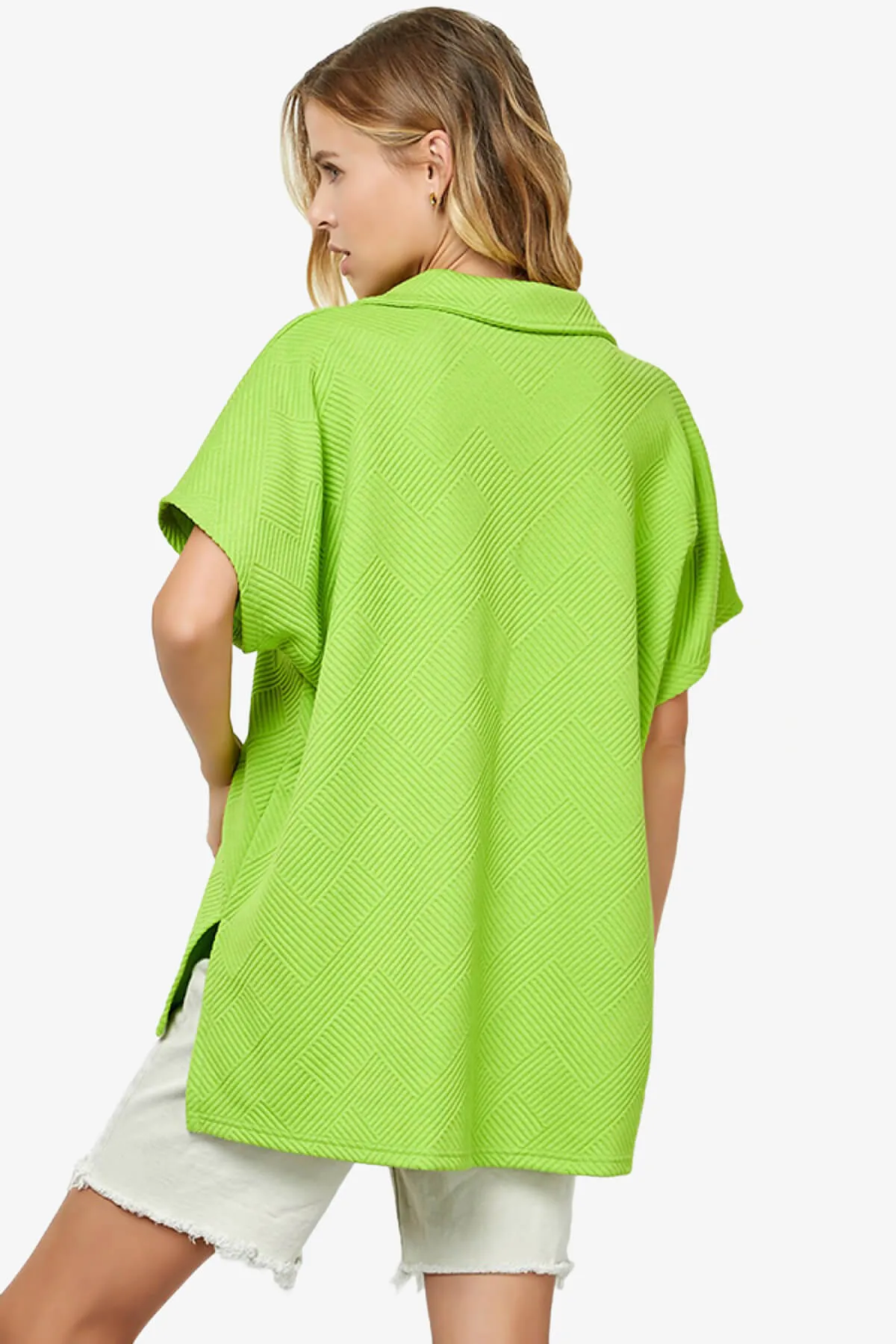 Lassy Short Sleeve Textured Polo Sweatshirt