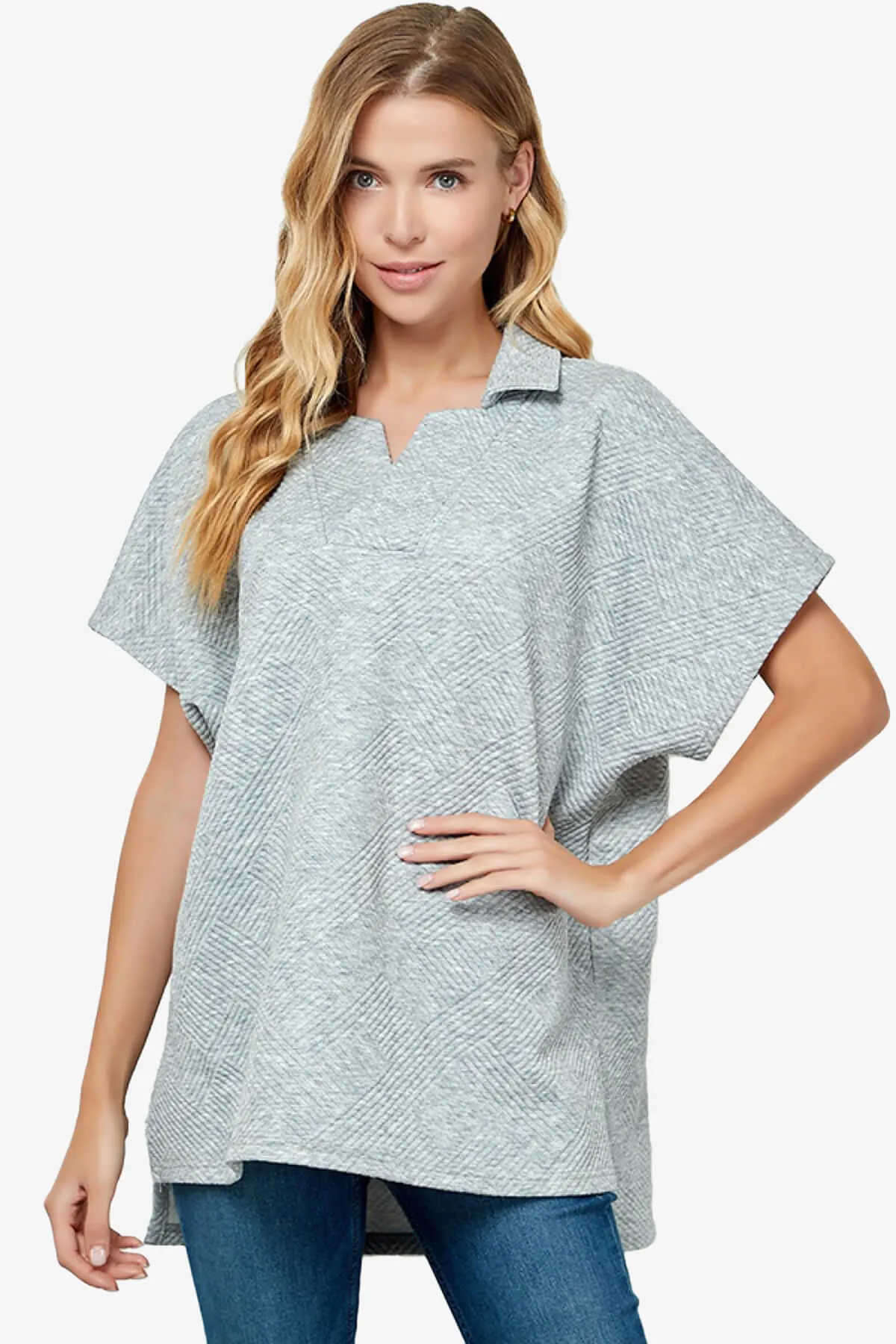 Lassy Short Sleeve Textured Polo Sweatshirt