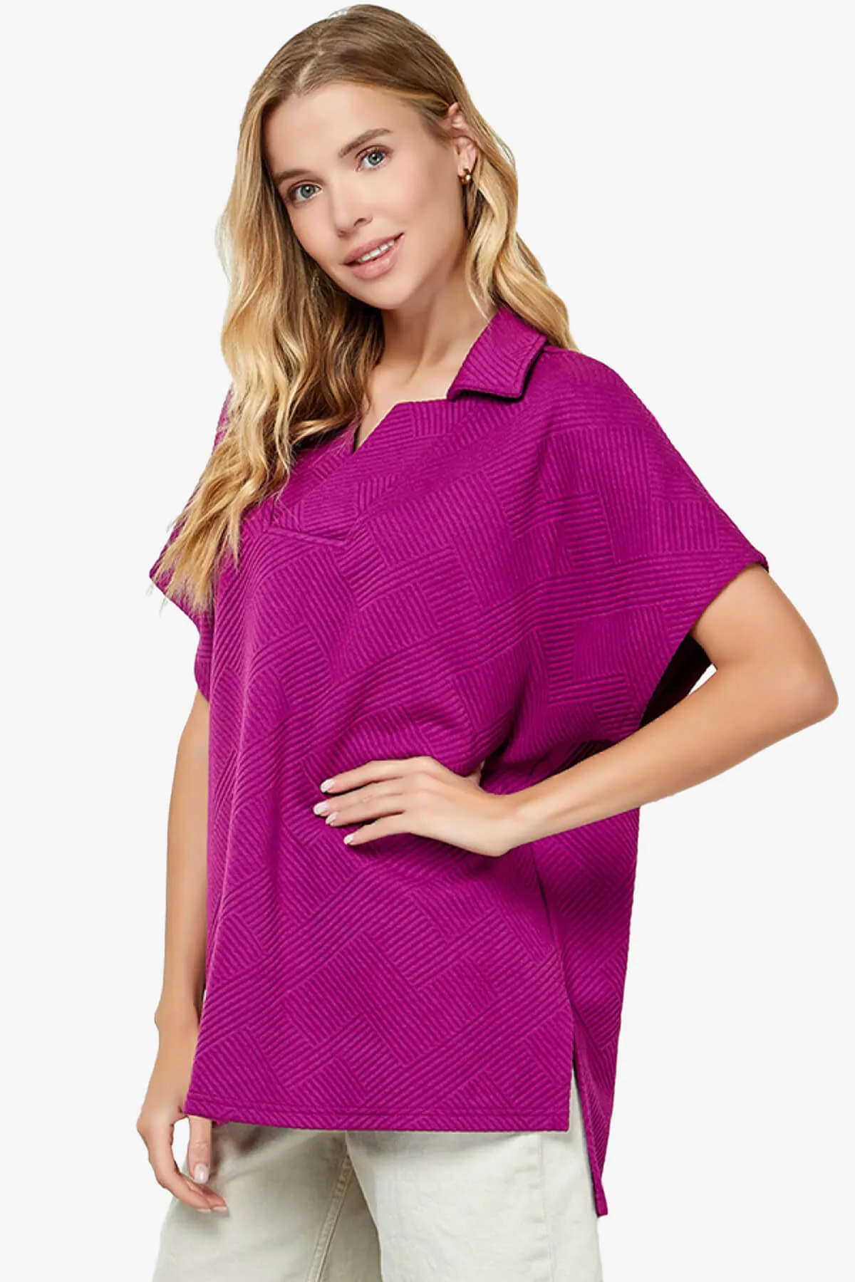 Lassy Short Sleeve Textured Polo Sweatshirt