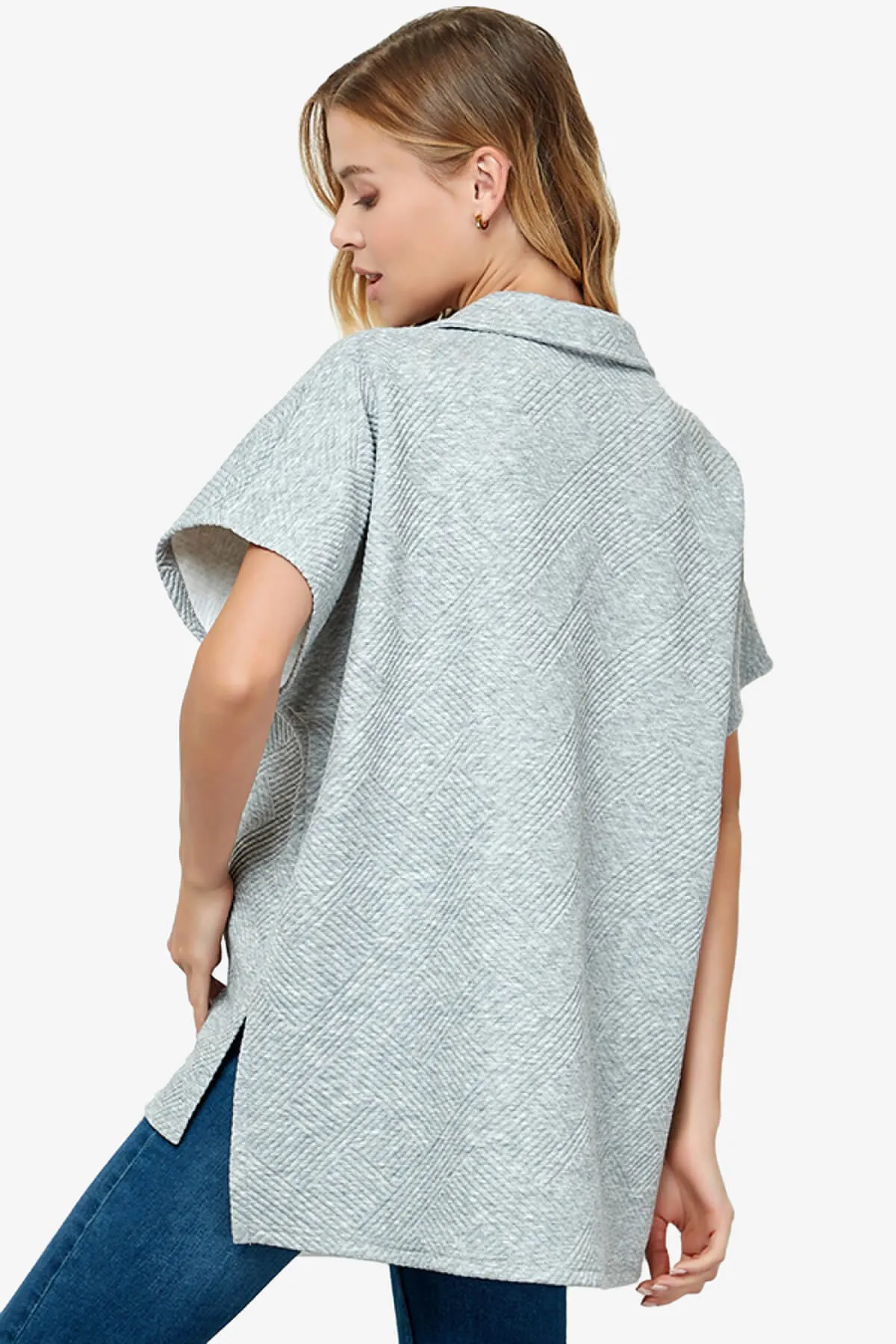 Lassy Short Sleeve Textured Polo Sweatshirt