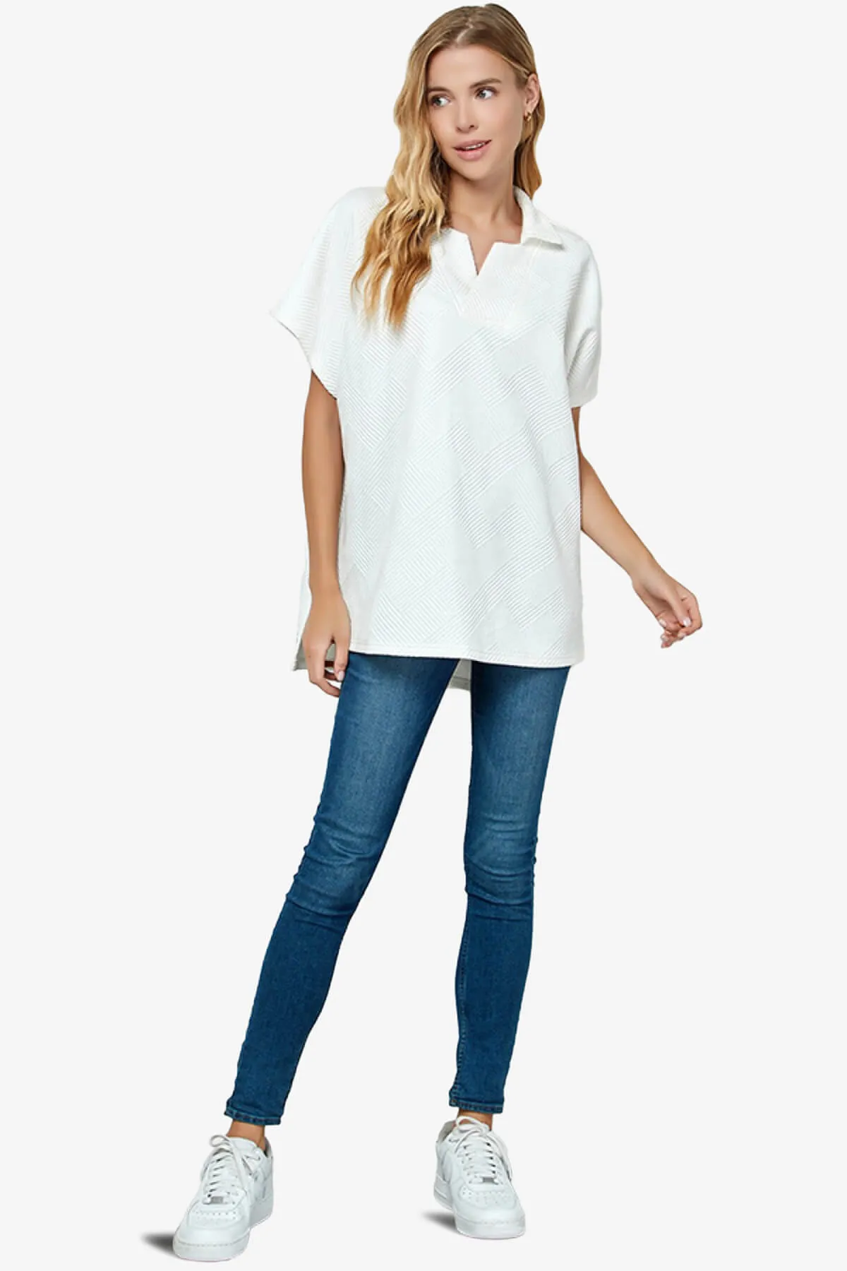 Lassy Short Sleeve Textured Polo Sweatshirt
