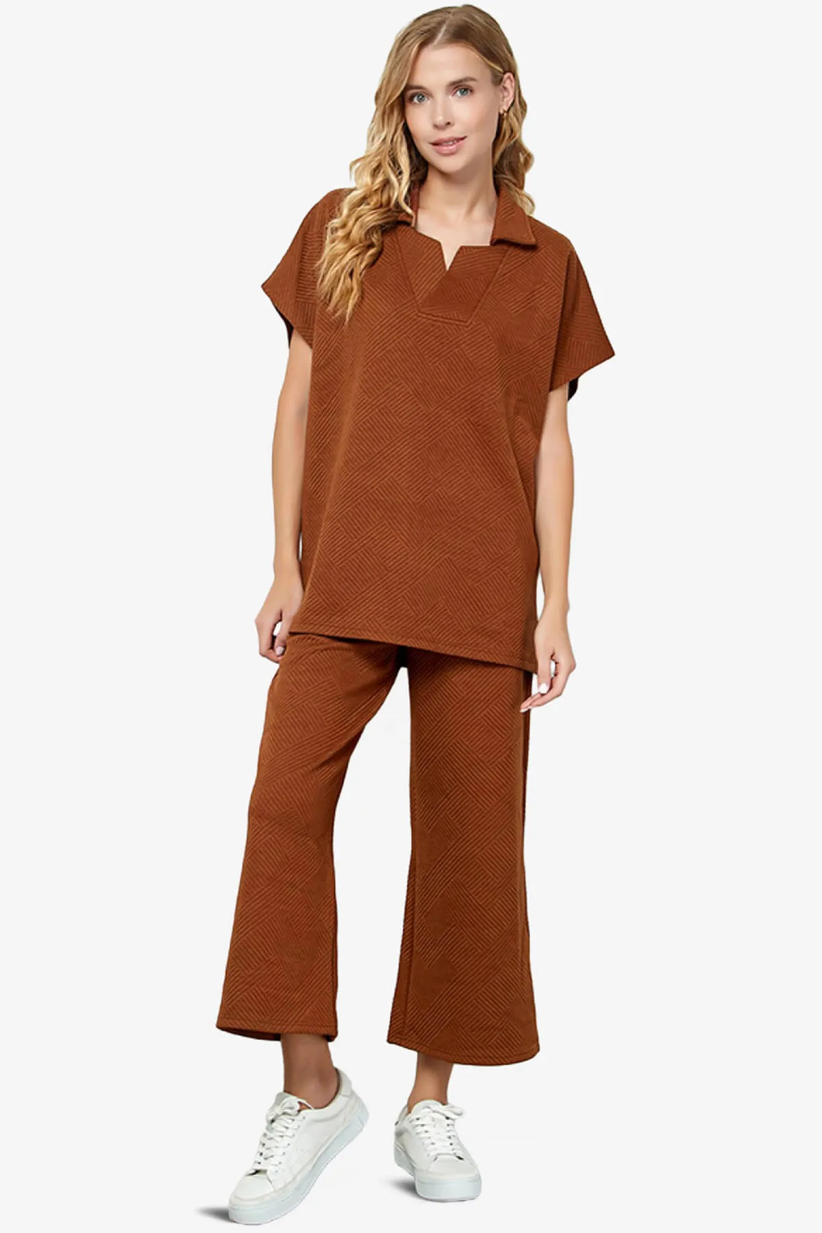 Lassy Short Sleeve Textured Polo Sweatshirt