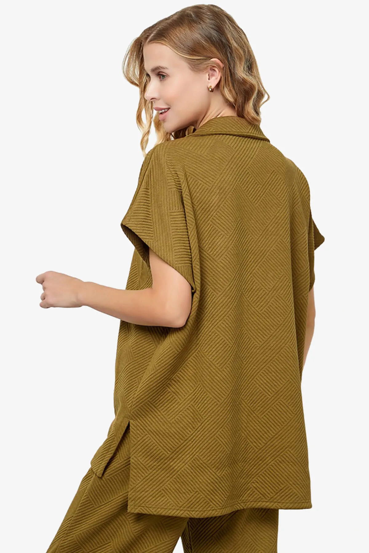 Lassy Short Sleeve Textured Polo Sweatshirt