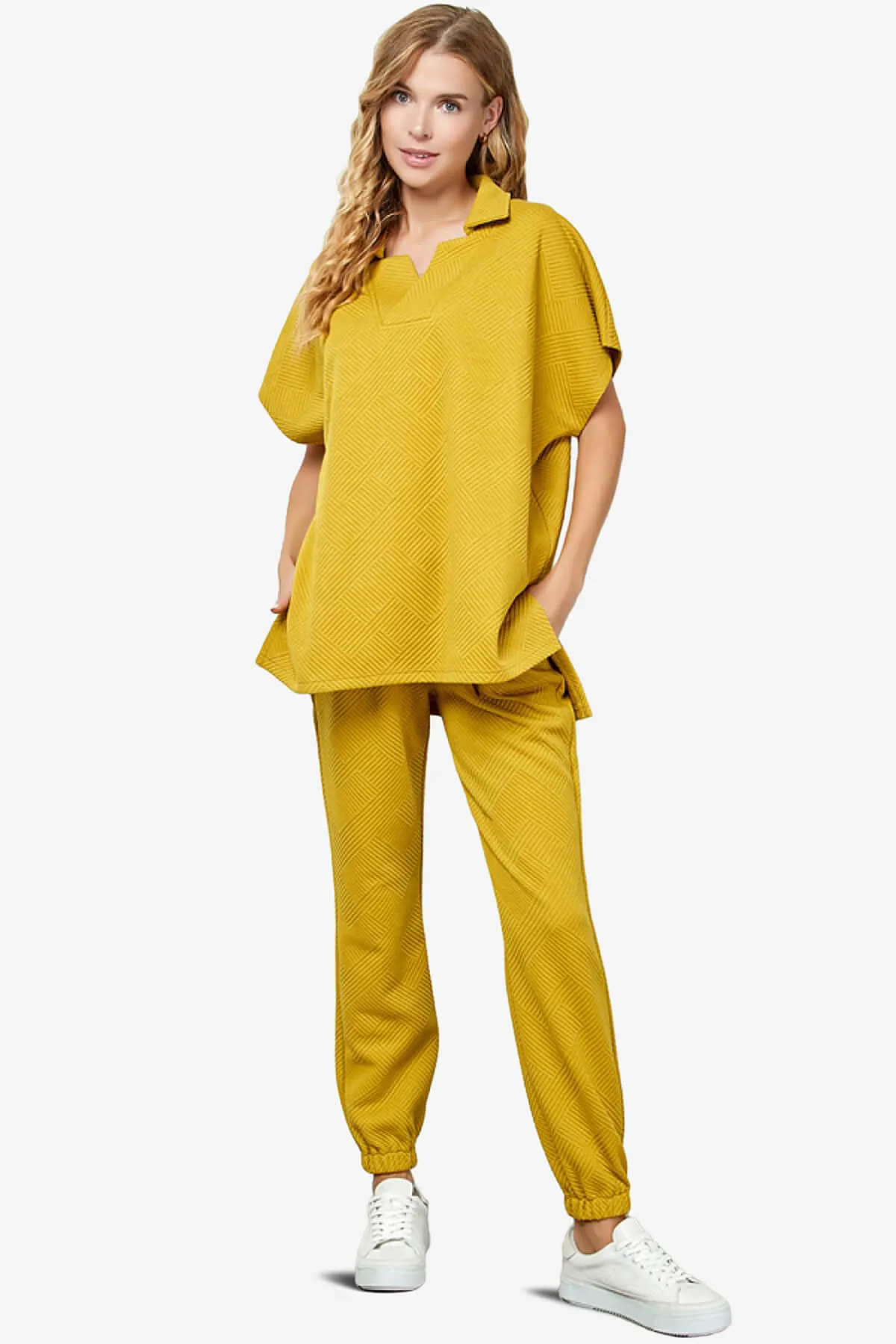 Lassy Short Sleeve Textured Polo Sweatshirt