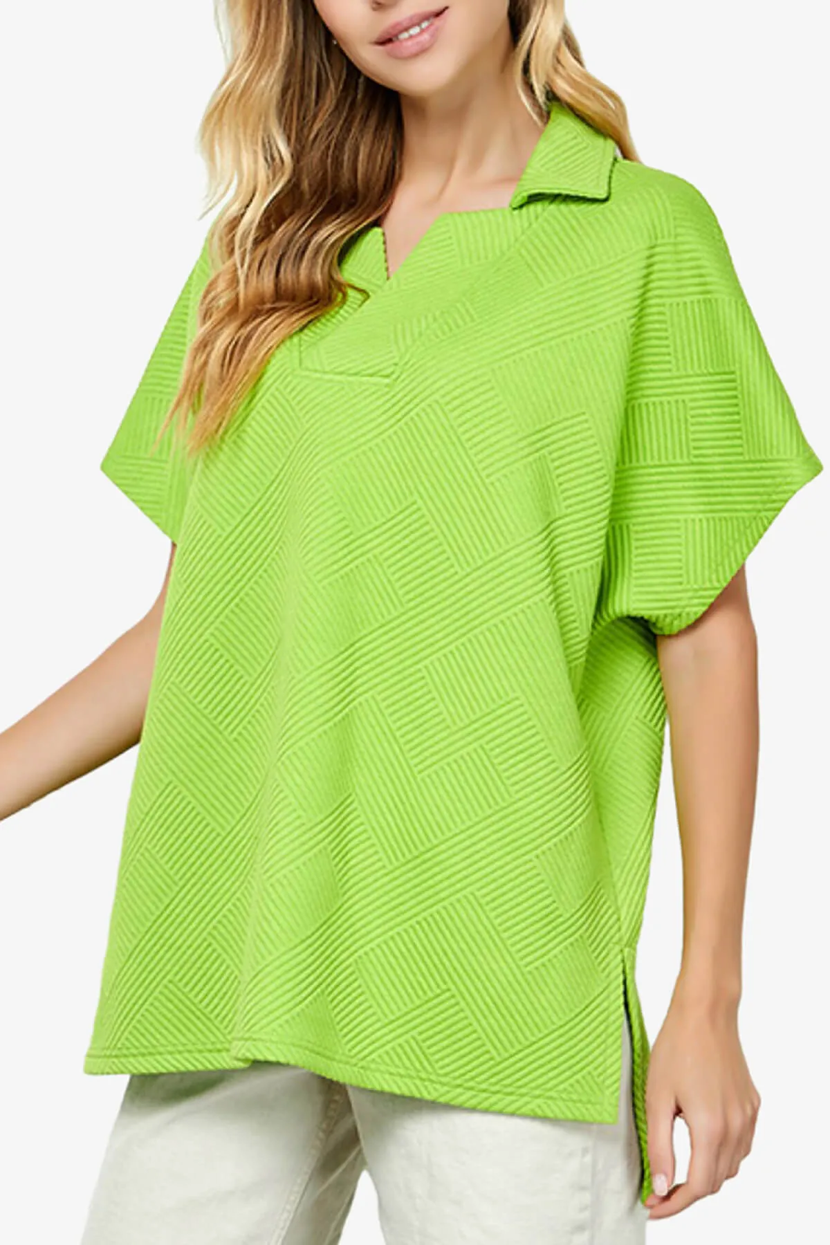 Lassy Short Sleeve Textured Polo Sweatshirt