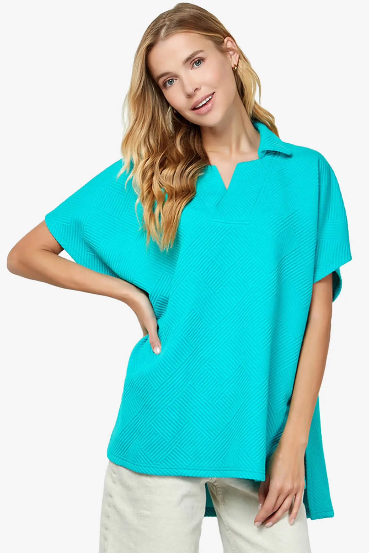 Lassy Short Sleeve Textured Polo Sweatshirt