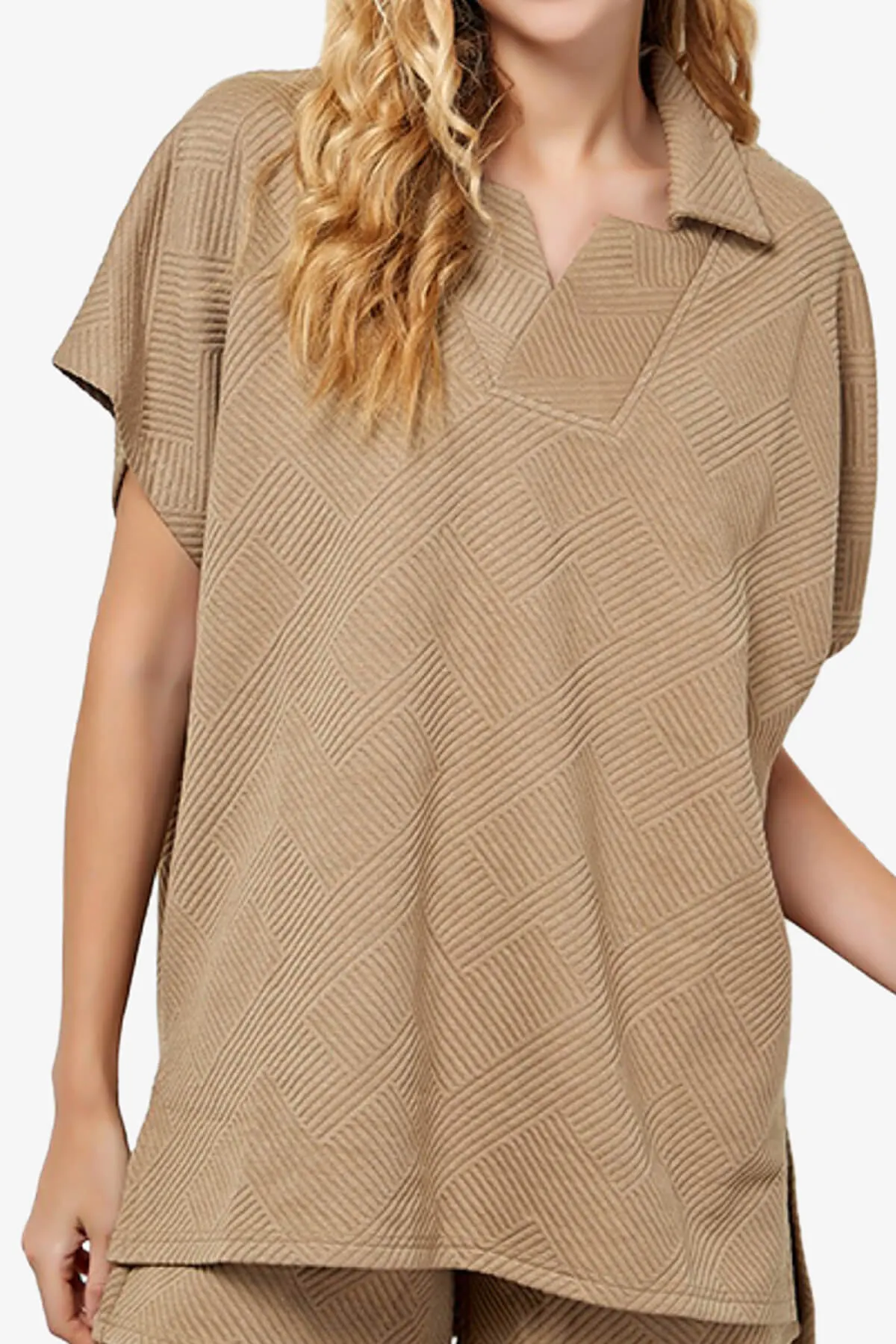 Lassy Short Sleeve Textured Polo Sweatshirt