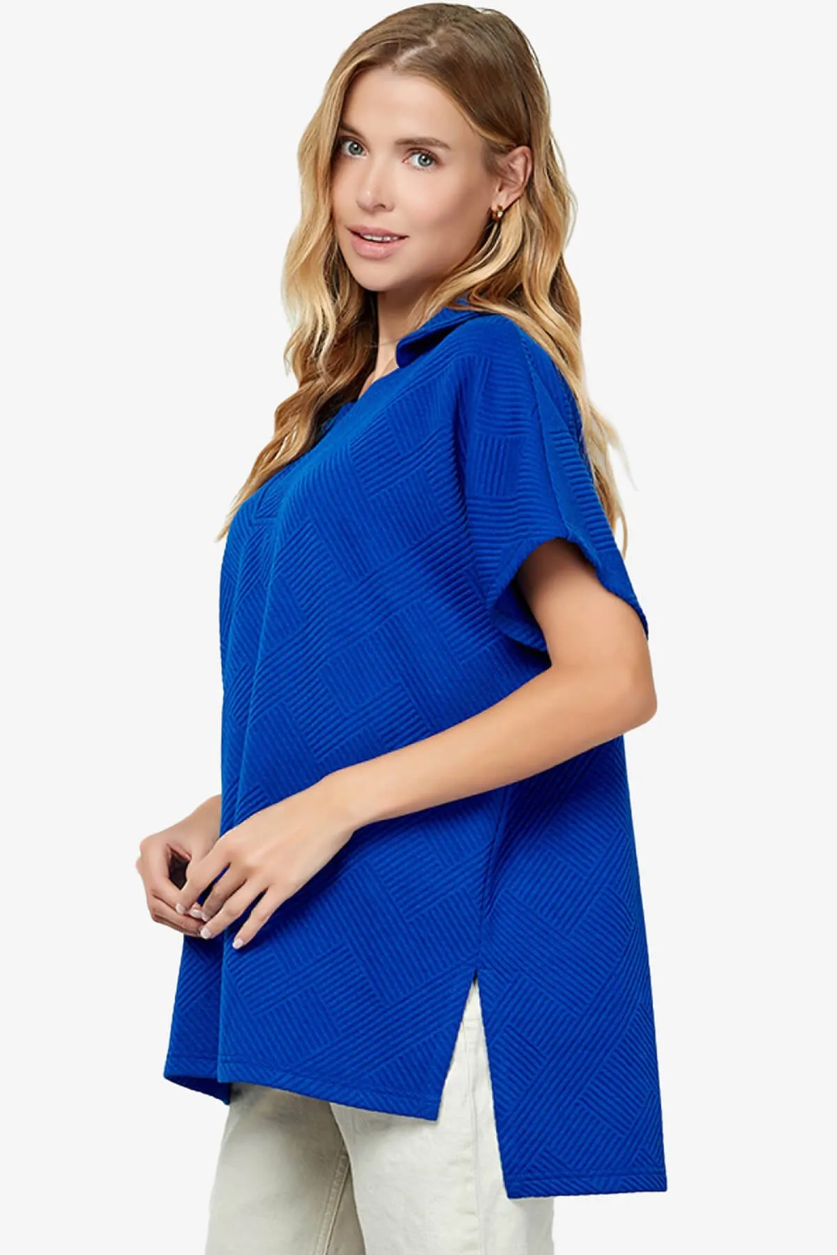 Lassy Short Sleeve Textured Polo Sweatshirt