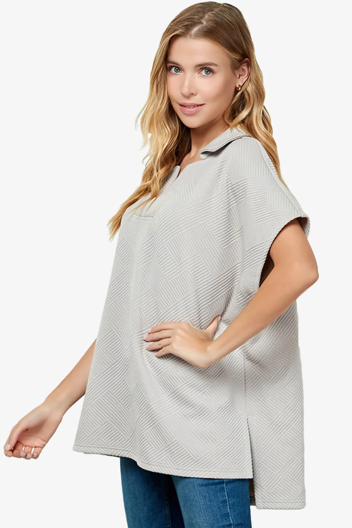 Lassy Short Sleeve Textured Polo Sweatshirt