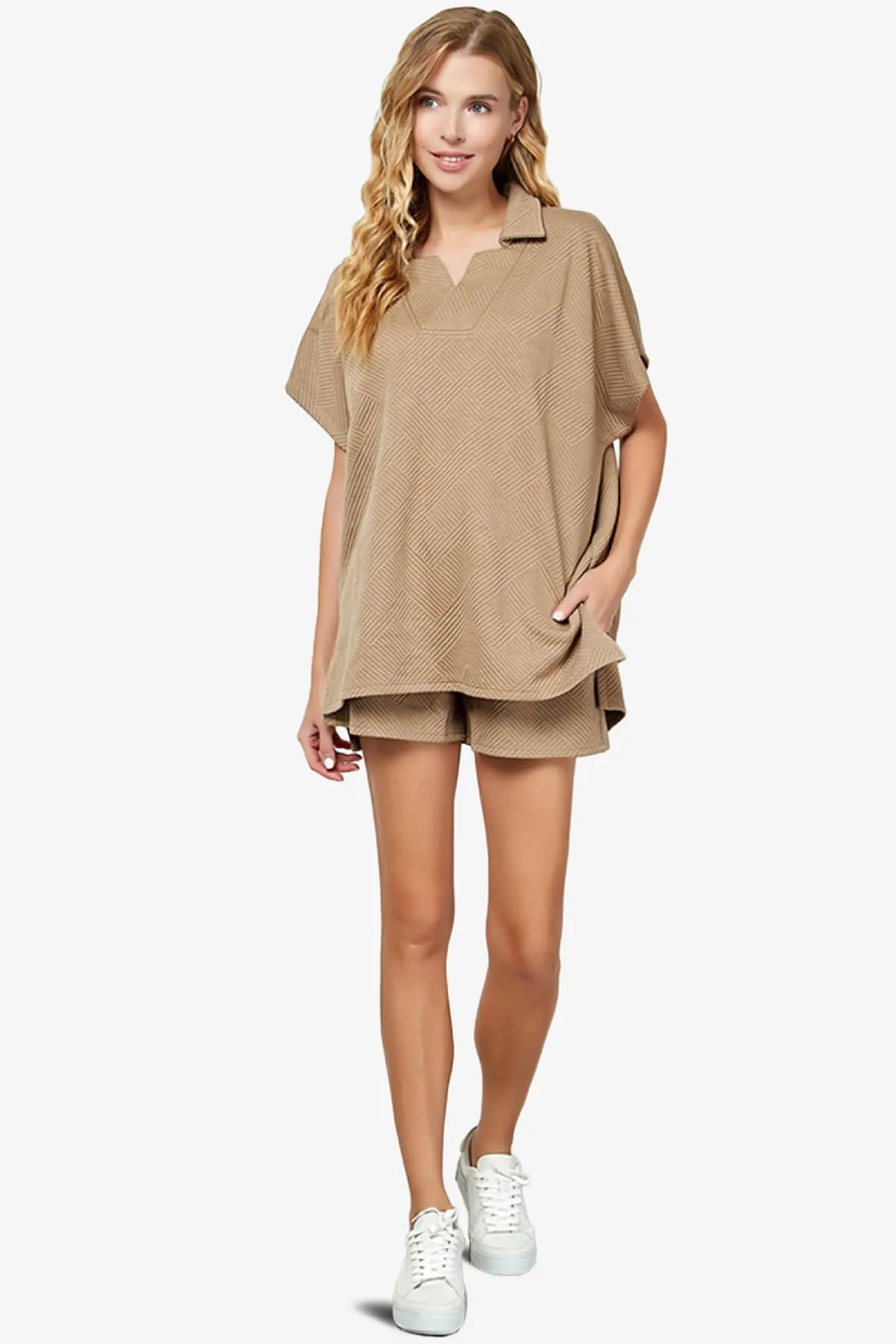 Lassy Short Sleeve Textured Polo Sweatshirt