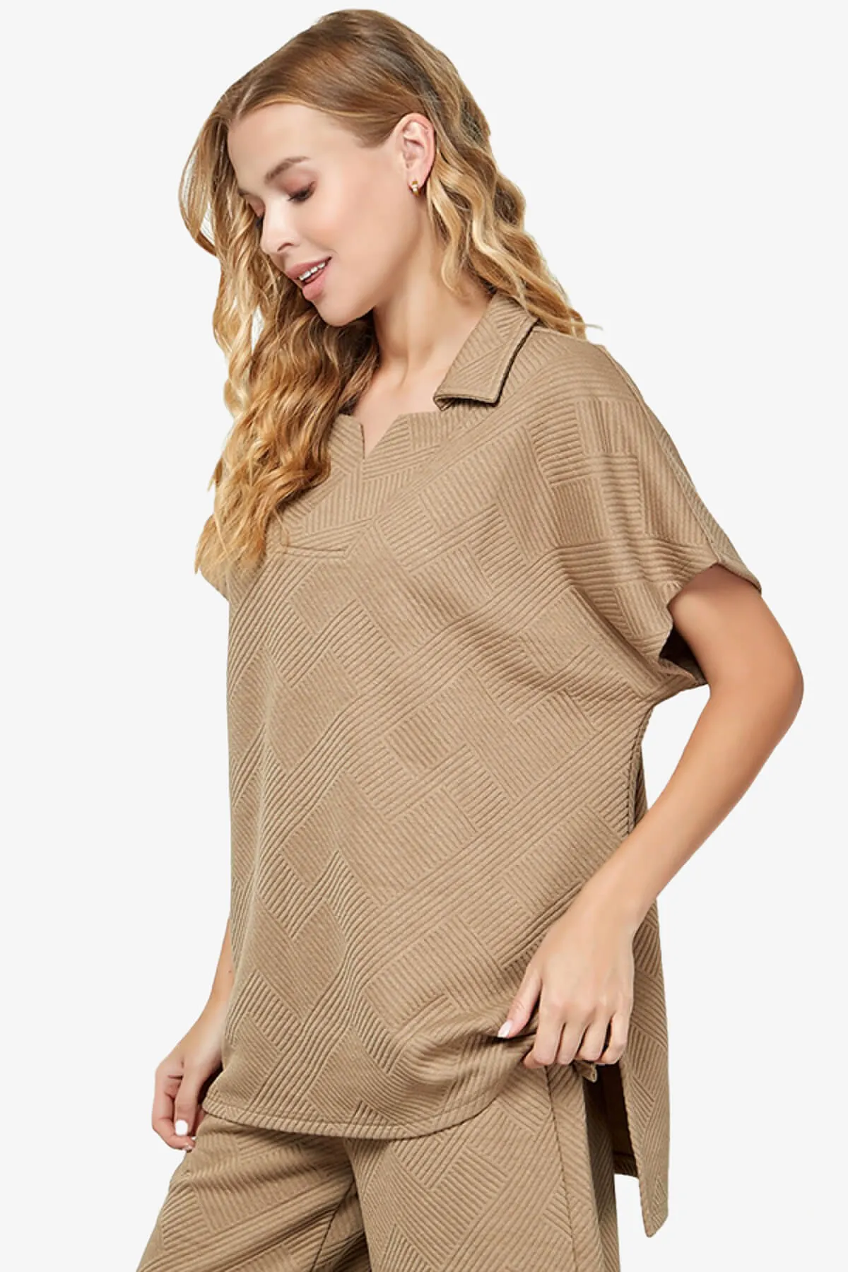 Lassy Short Sleeve Textured Polo Sweatshirt