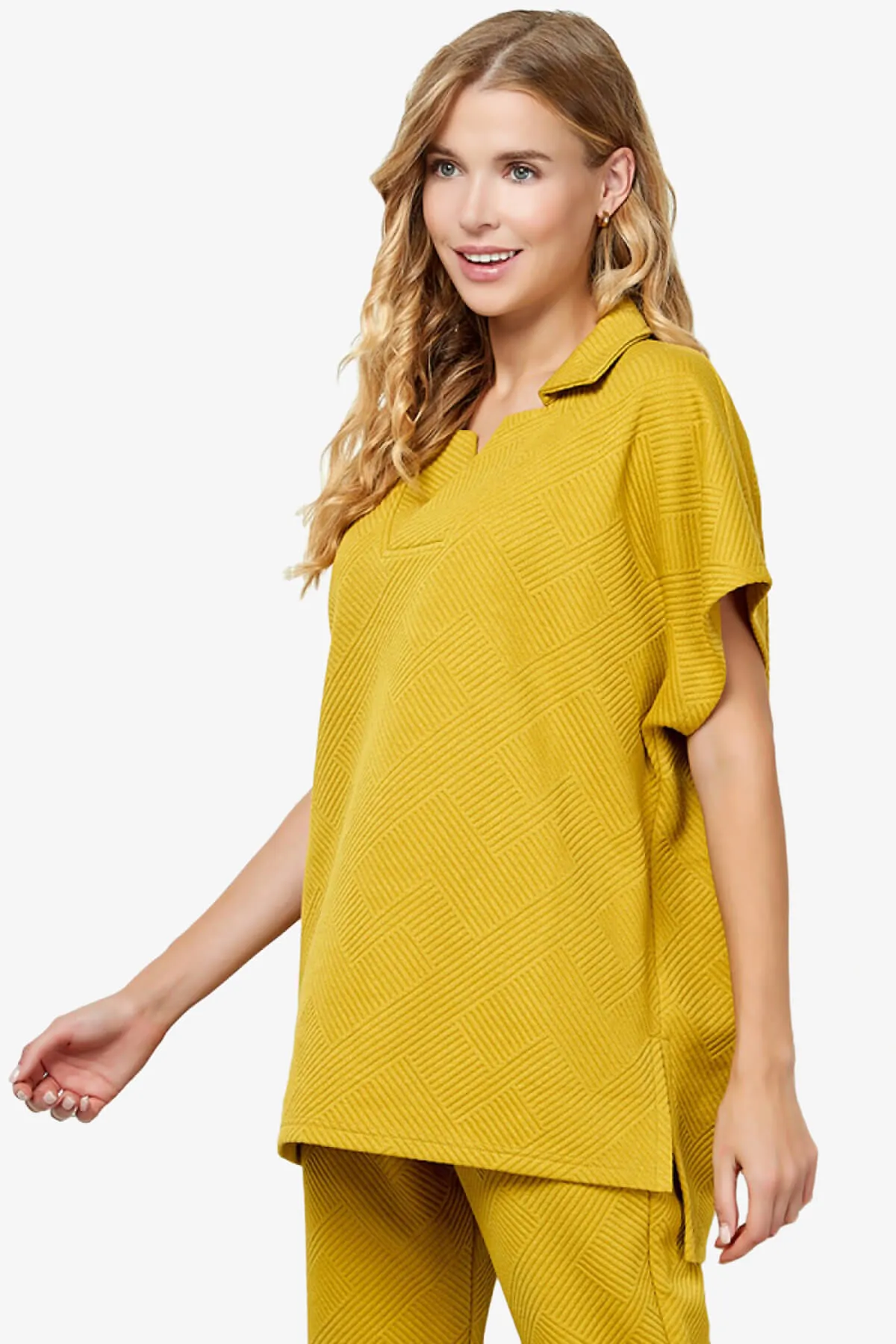 Lassy Short Sleeve Textured Polo Sweatshirt