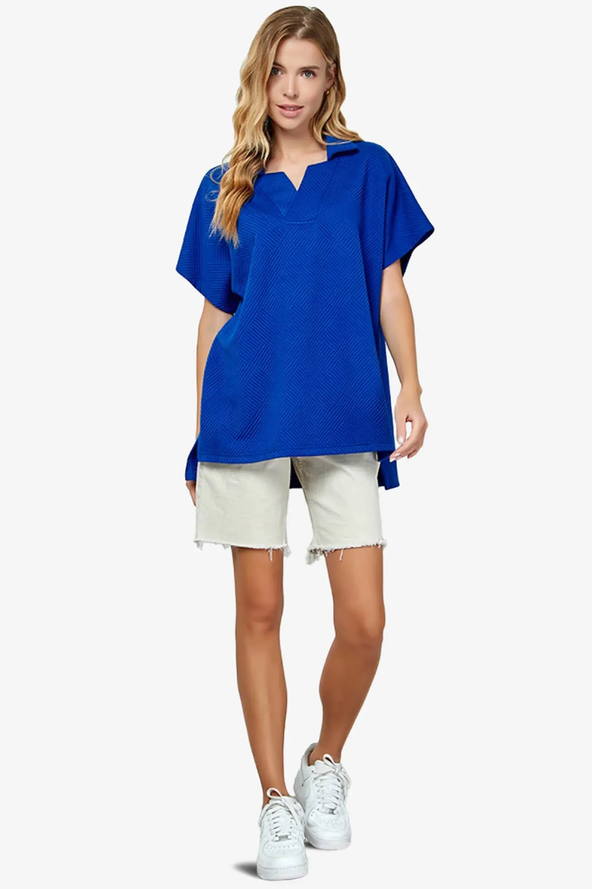 Lassy Short Sleeve Textured Polo Sweatshirt