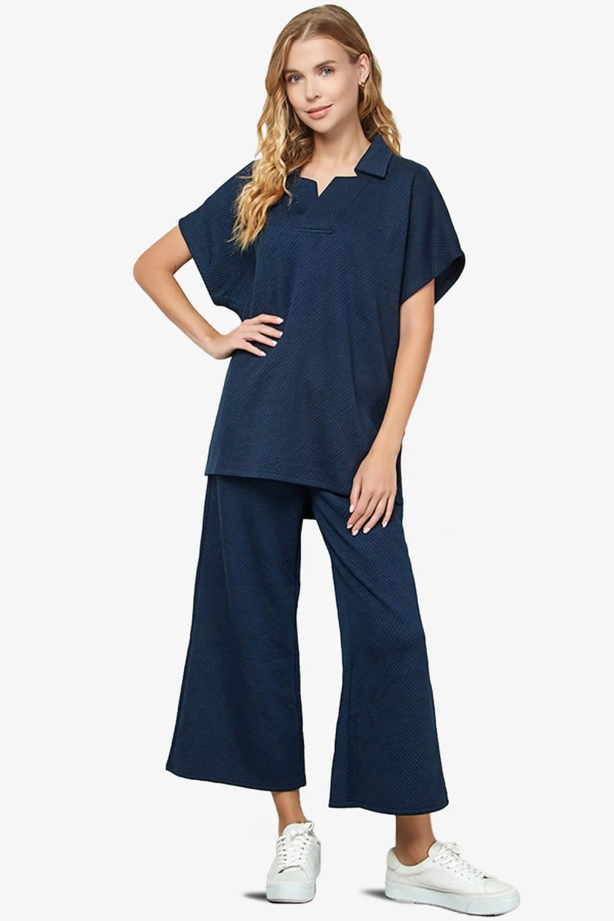 Lassy Short Sleeve Textured Polo Sweatshirt