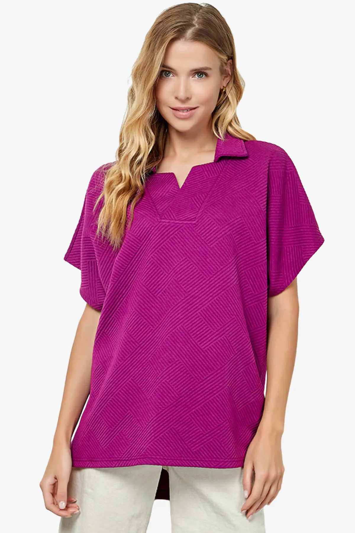 Lassy Short Sleeve Textured Polo Sweatshirt