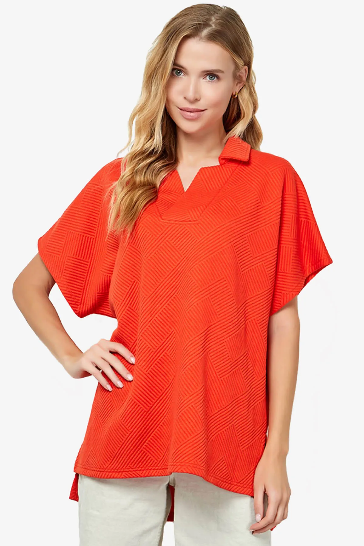 Lassy Short Sleeve Textured Polo Sweatshirt