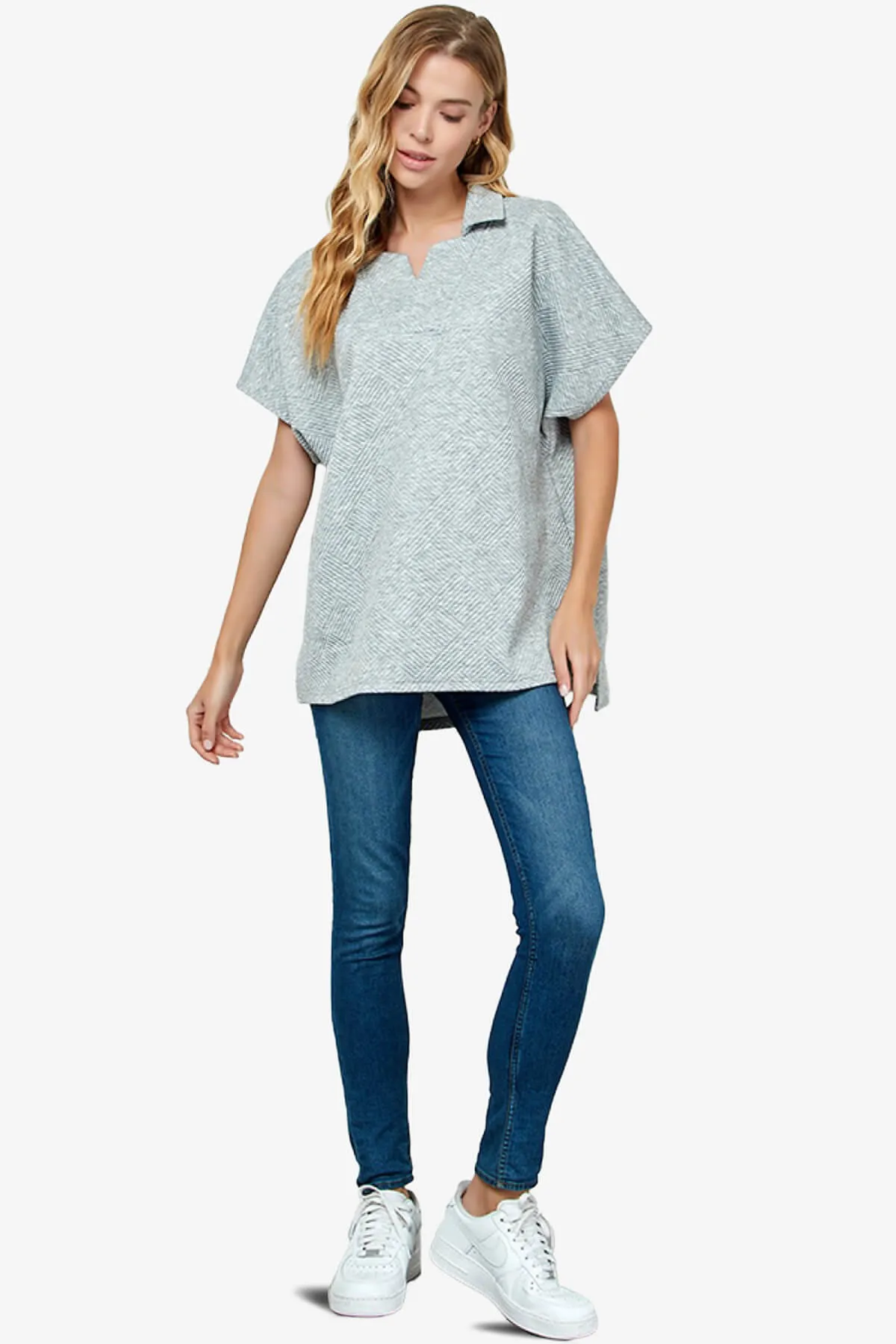 Lassy Short Sleeve Textured Polo Sweatshirt