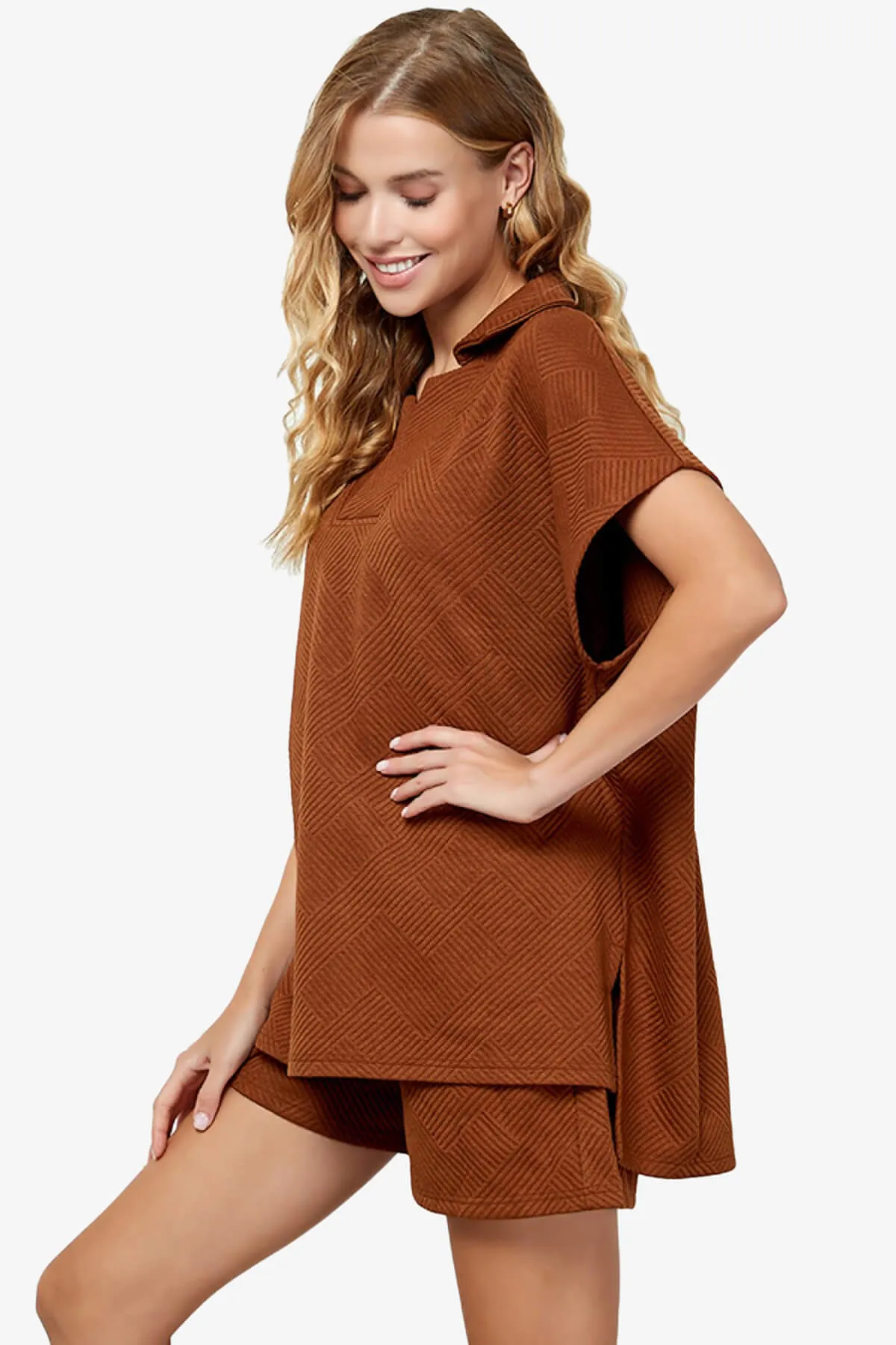 Lassy Short Sleeve Textured Polo Sweatshirt