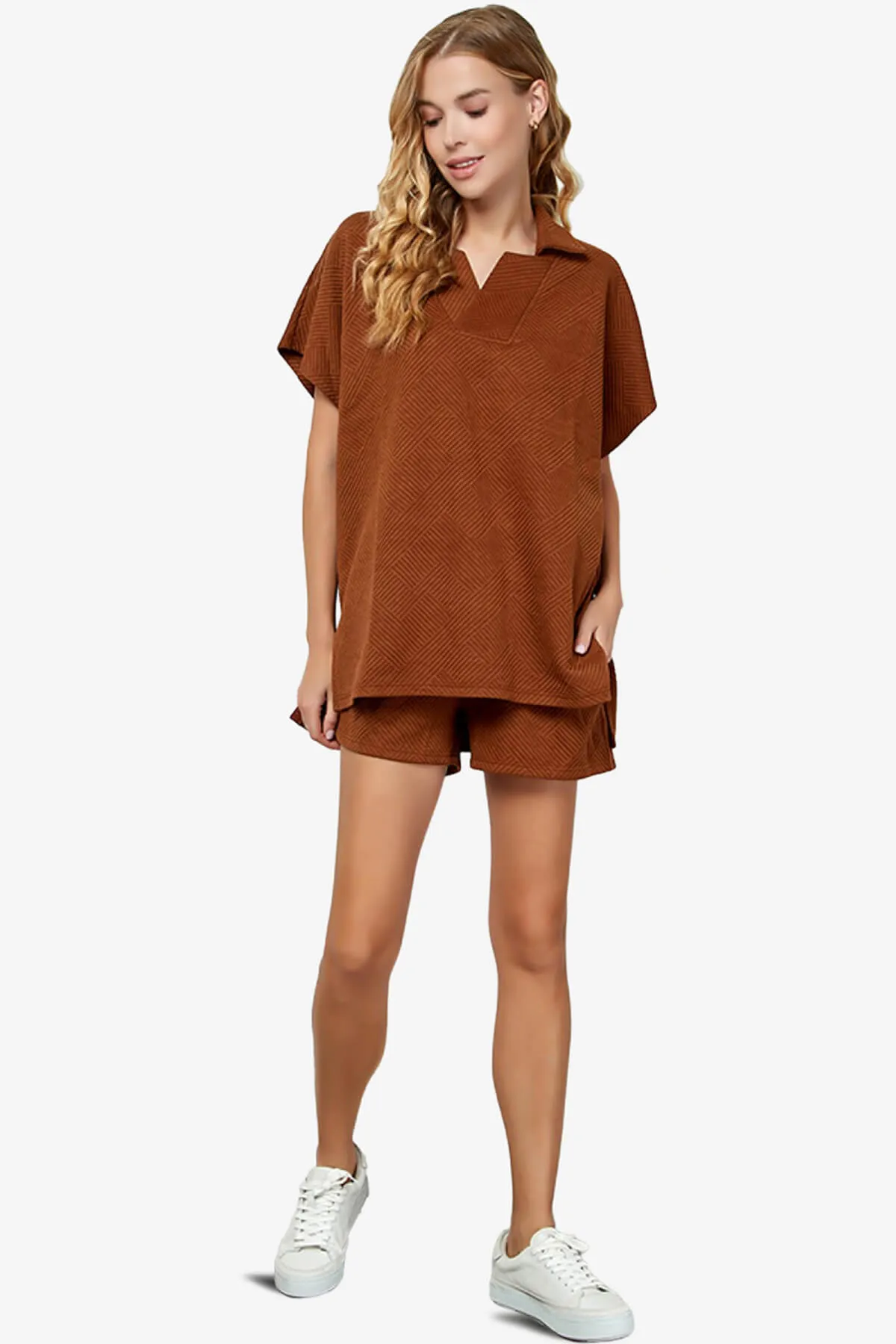 Lassy Short Sleeve Textured Polo Sweatshirt