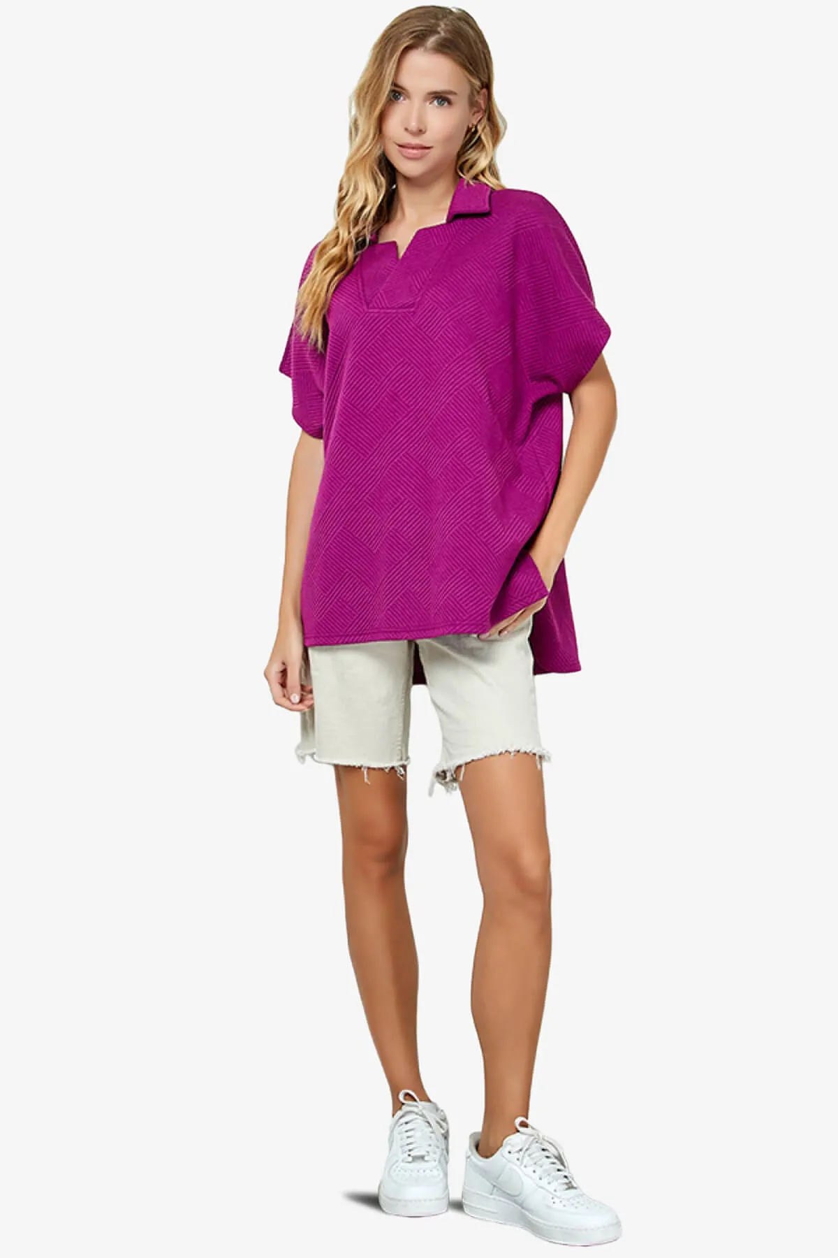 Lassy Short Sleeve Textured Polo Sweatshirt
