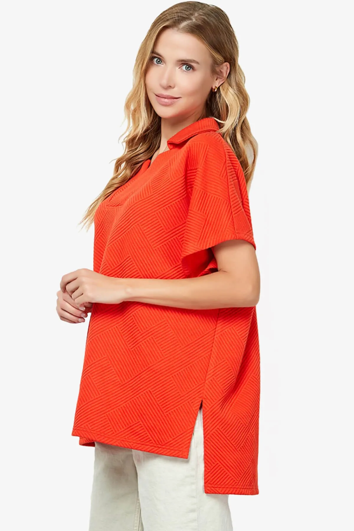 Lassy Short Sleeve Textured Polo Sweatshirt