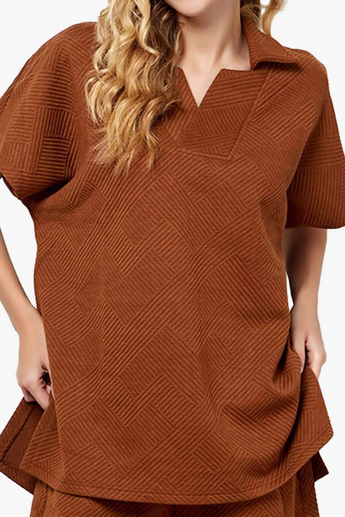Lassy Short Sleeve Textured Polo Sweatshirt
