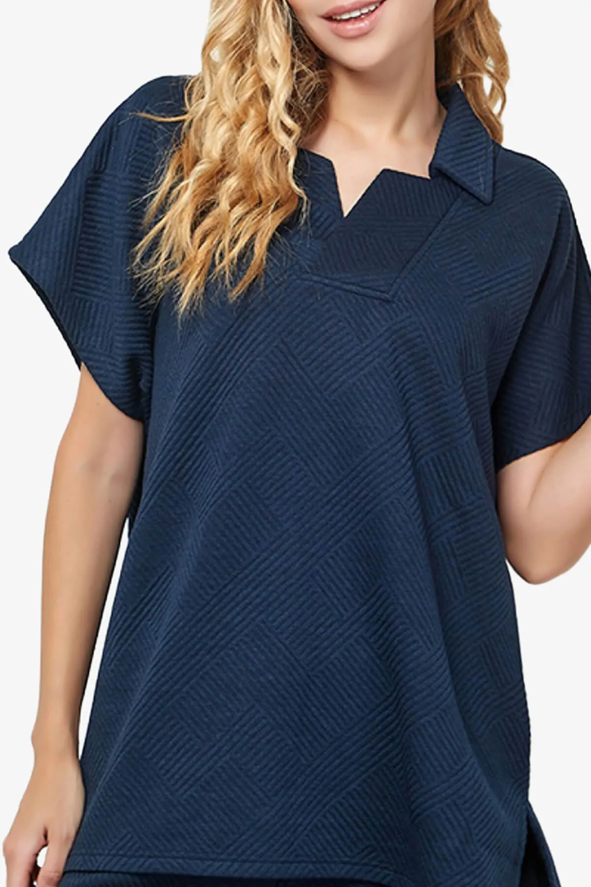 Lassy Short Sleeve Textured Polo Sweatshirt