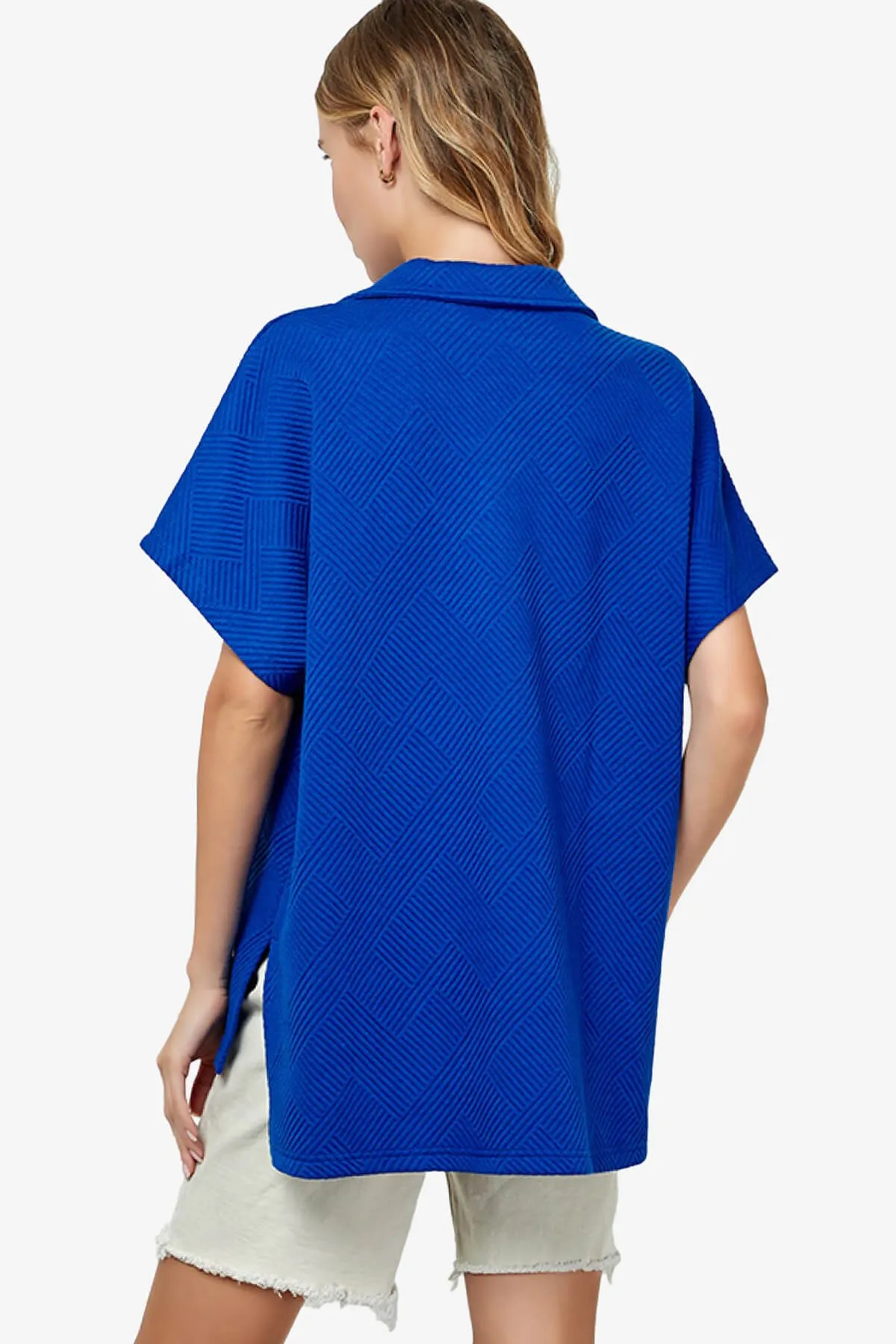 Lassy Short Sleeve Textured Polo Sweatshirt