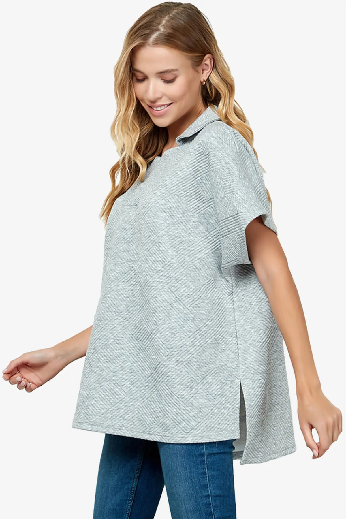 Lassy Short Sleeve Textured Polo Sweatshirt