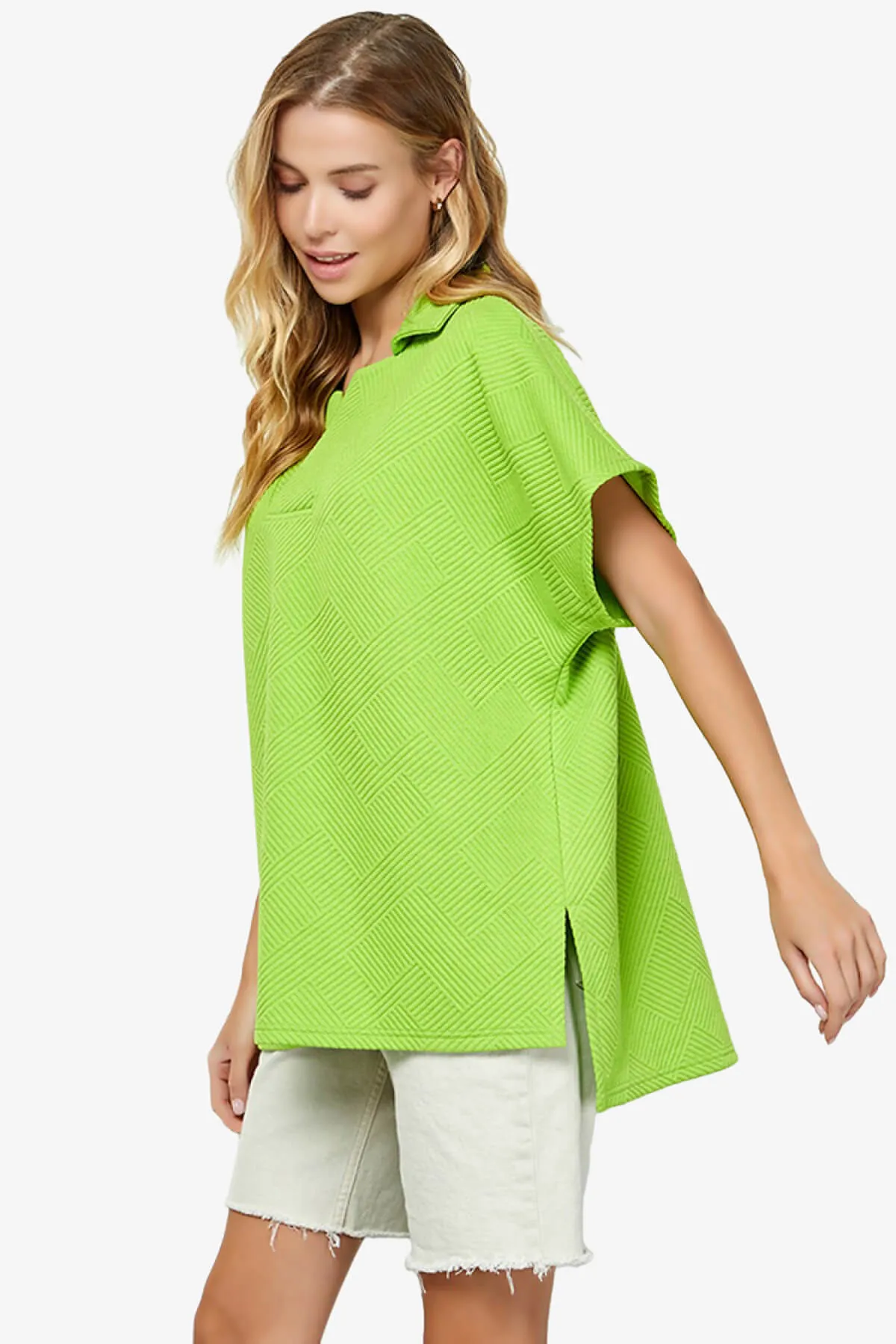Lassy Short Sleeve Textured Polo Sweatshirt