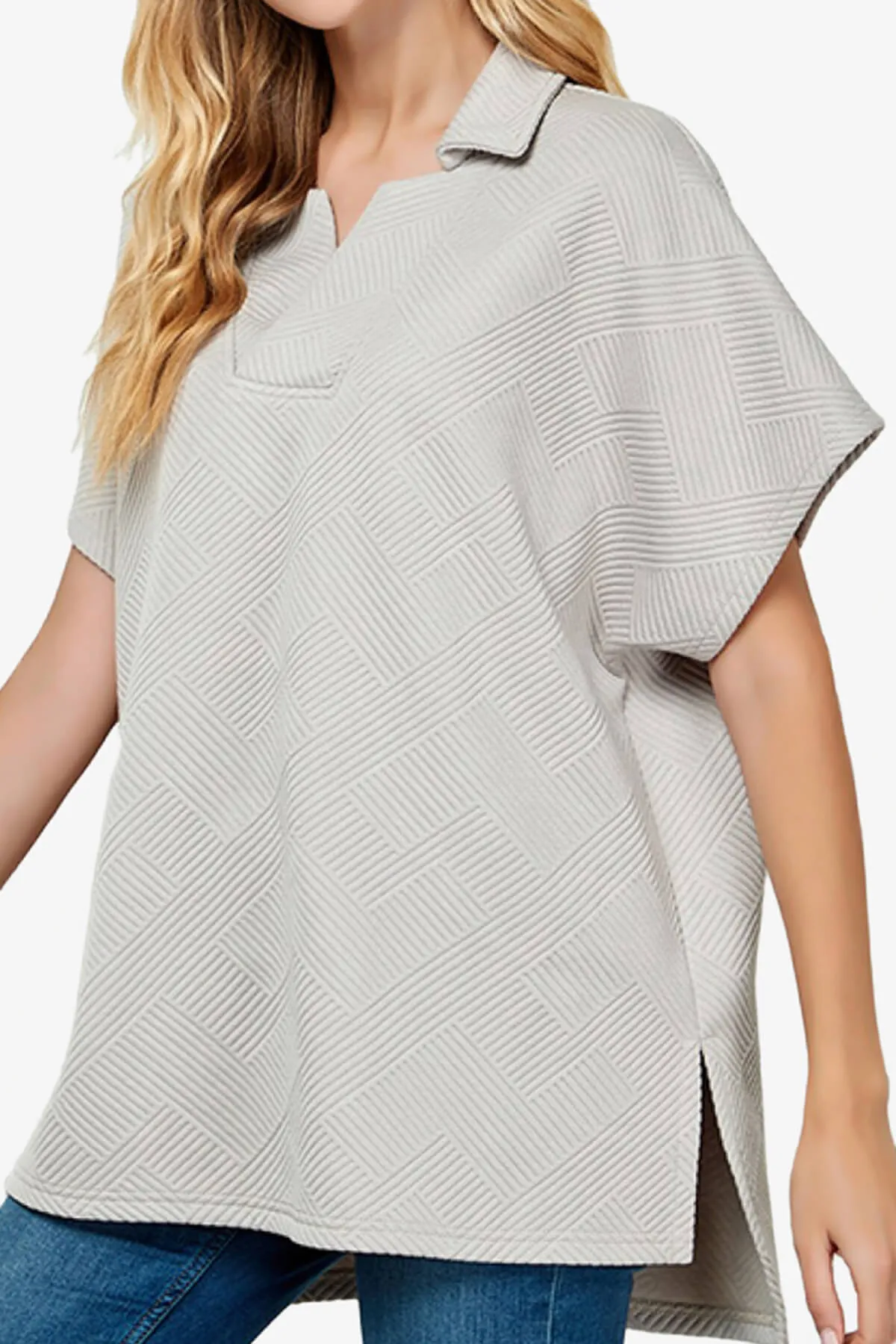 Lassy Short Sleeve Textured Polo Sweatshirt