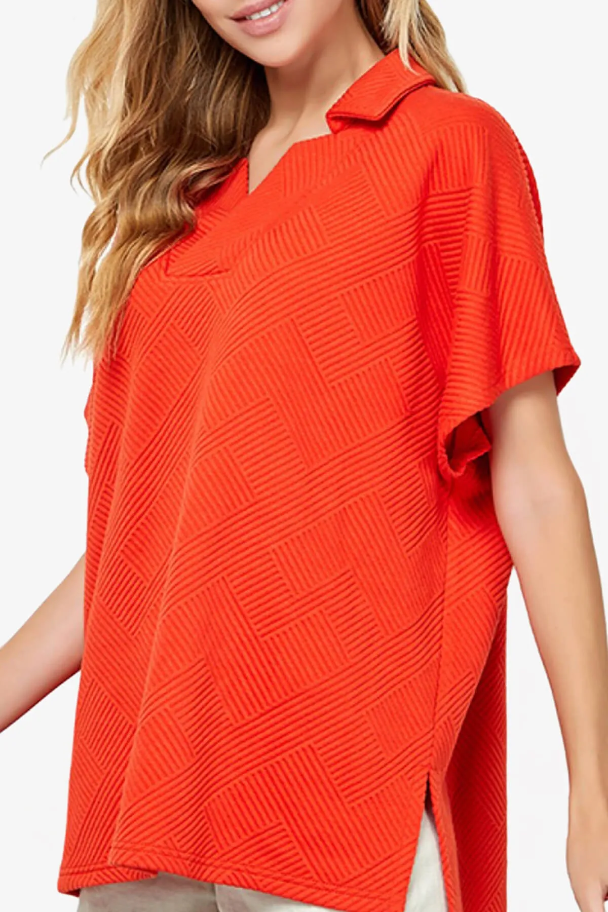 Lassy Short Sleeve Textured Polo Sweatshirt