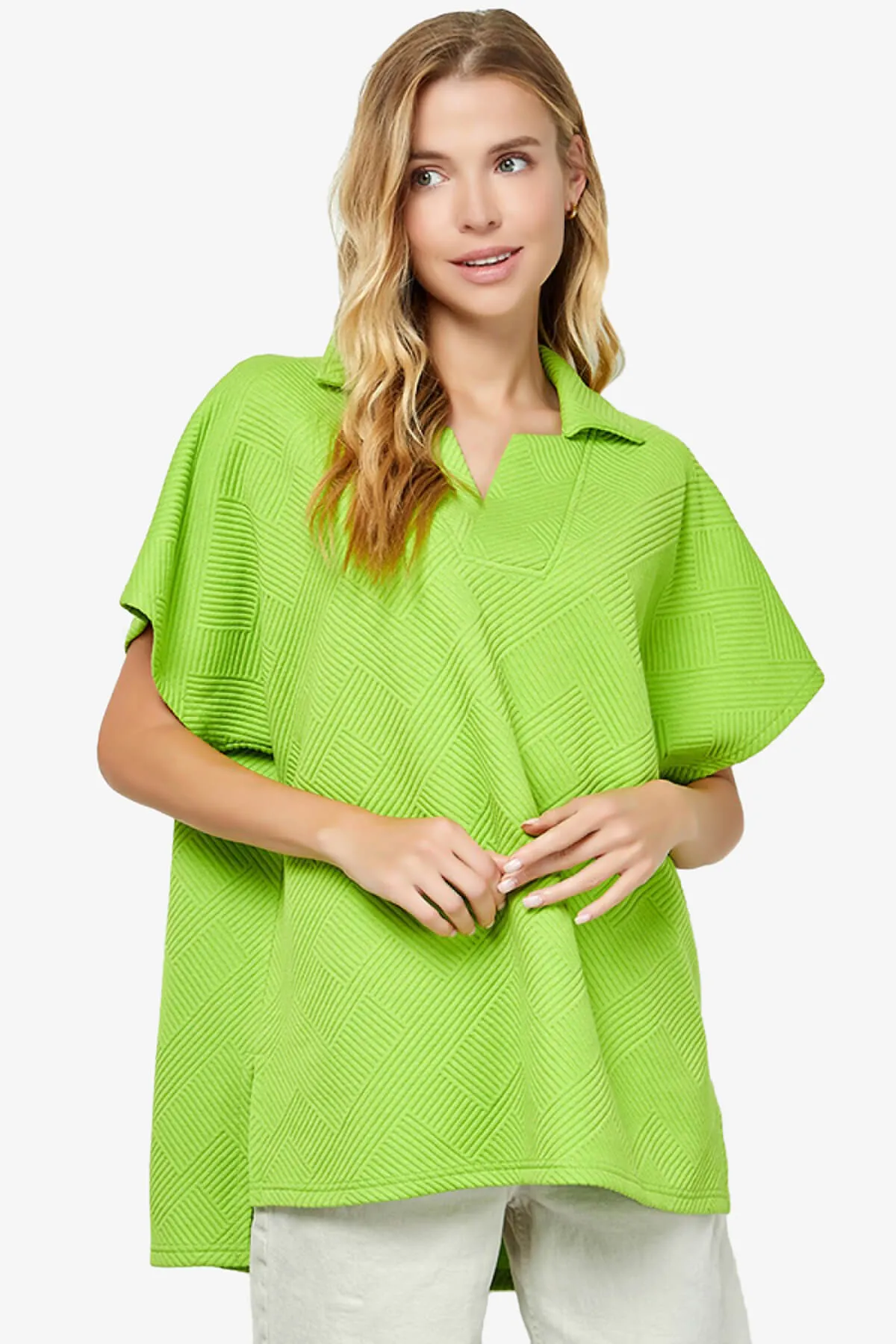 Lassy Short Sleeve Textured Polo Sweatshirt