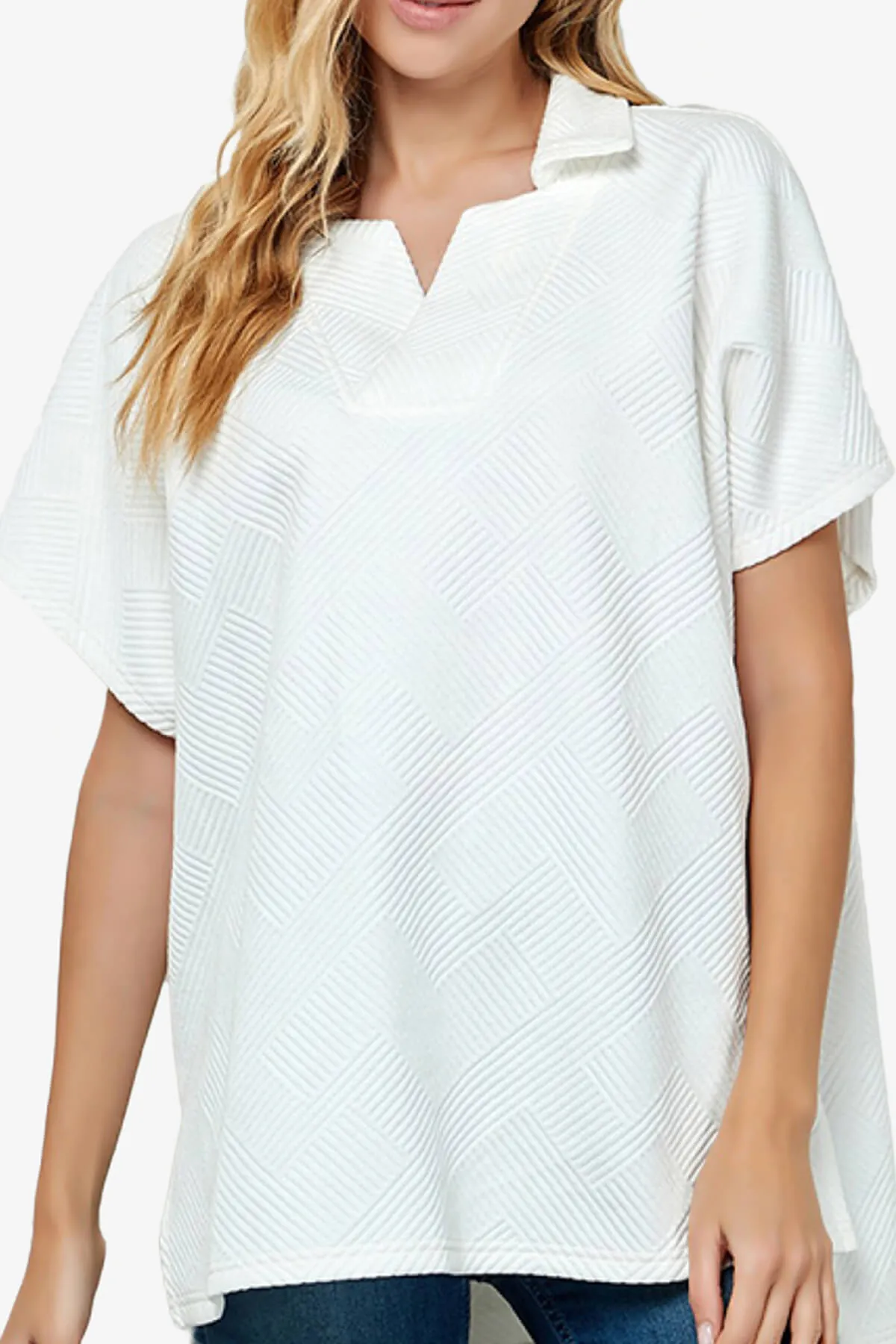 Lassy Short Sleeve Textured Polo Sweatshirt