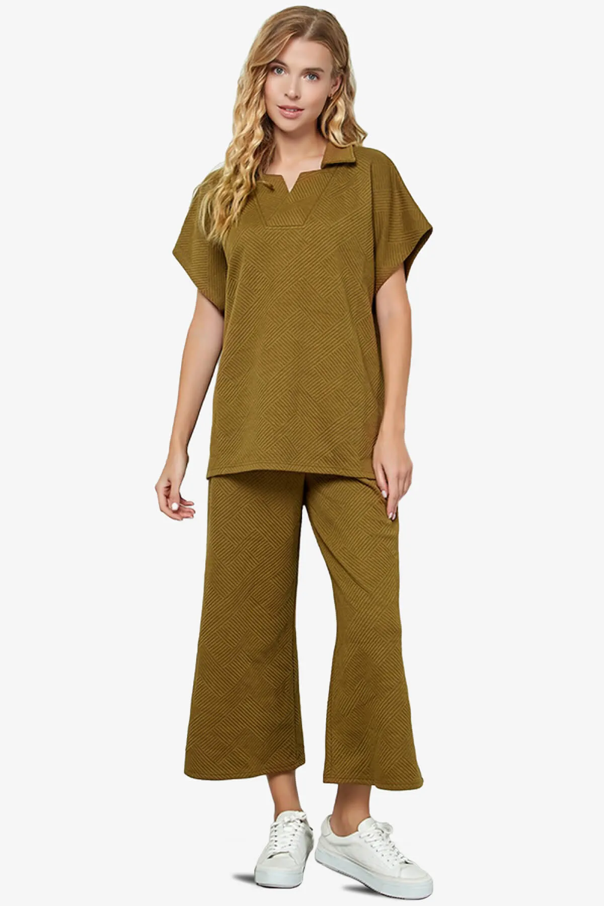 Lassy Short Sleeve Textured Polo Sweatshirt