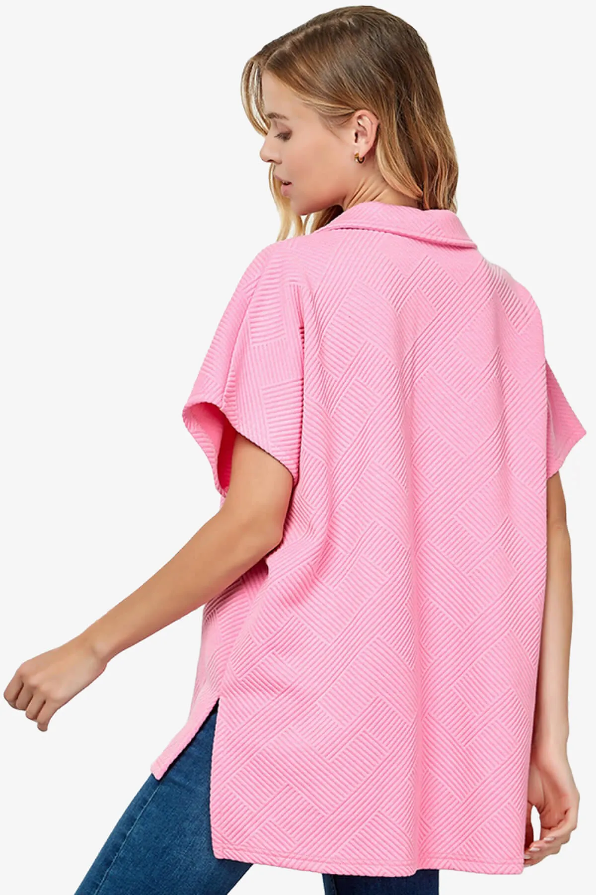 Lassy Short Sleeve Textured Polo Sweatshirt