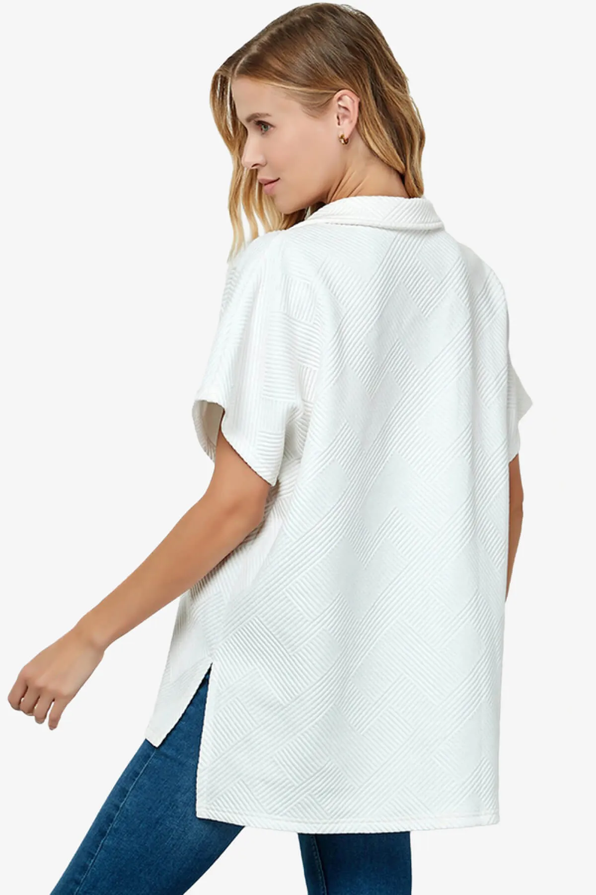Lassy Short Sleeve Textured Polo Sweatshirt