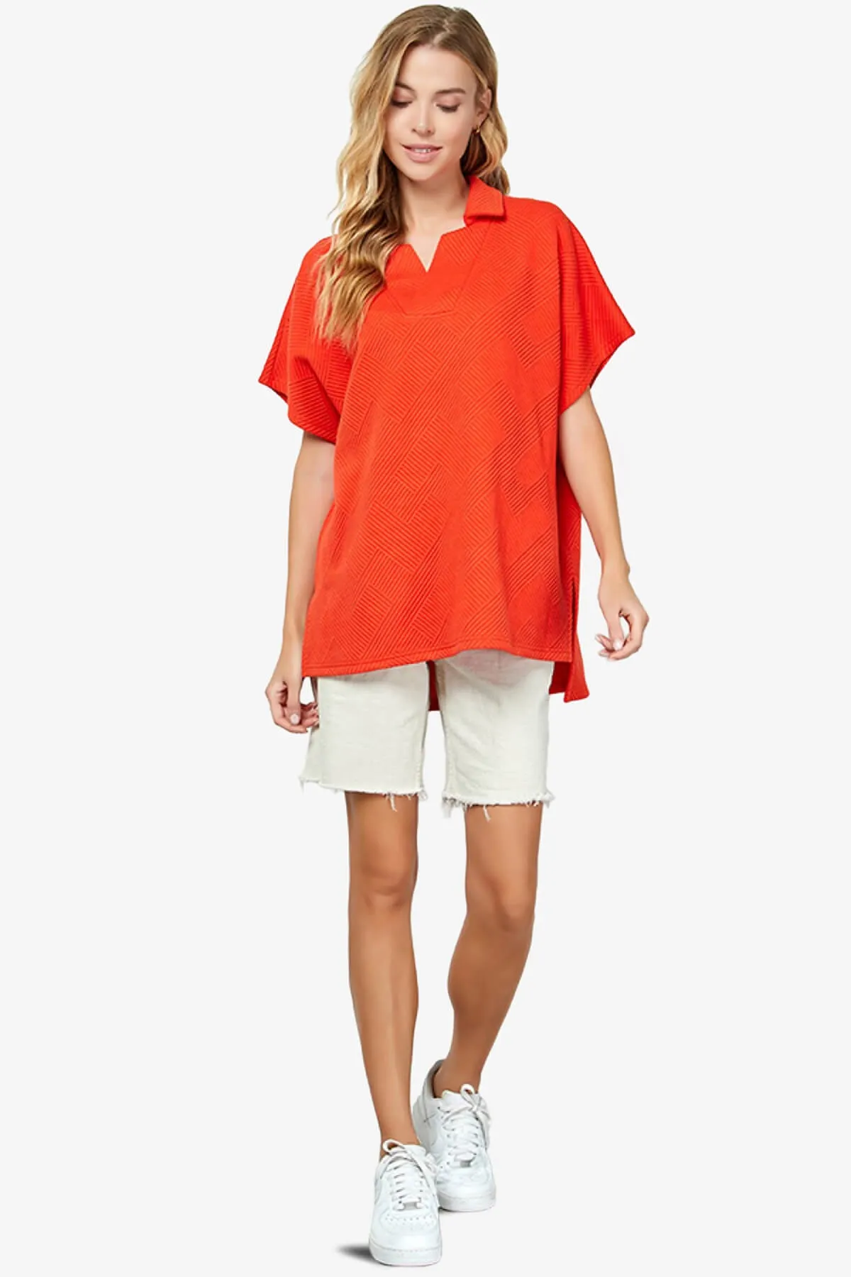 Lassy Short Sleeve Textured Polo Sweatshirt