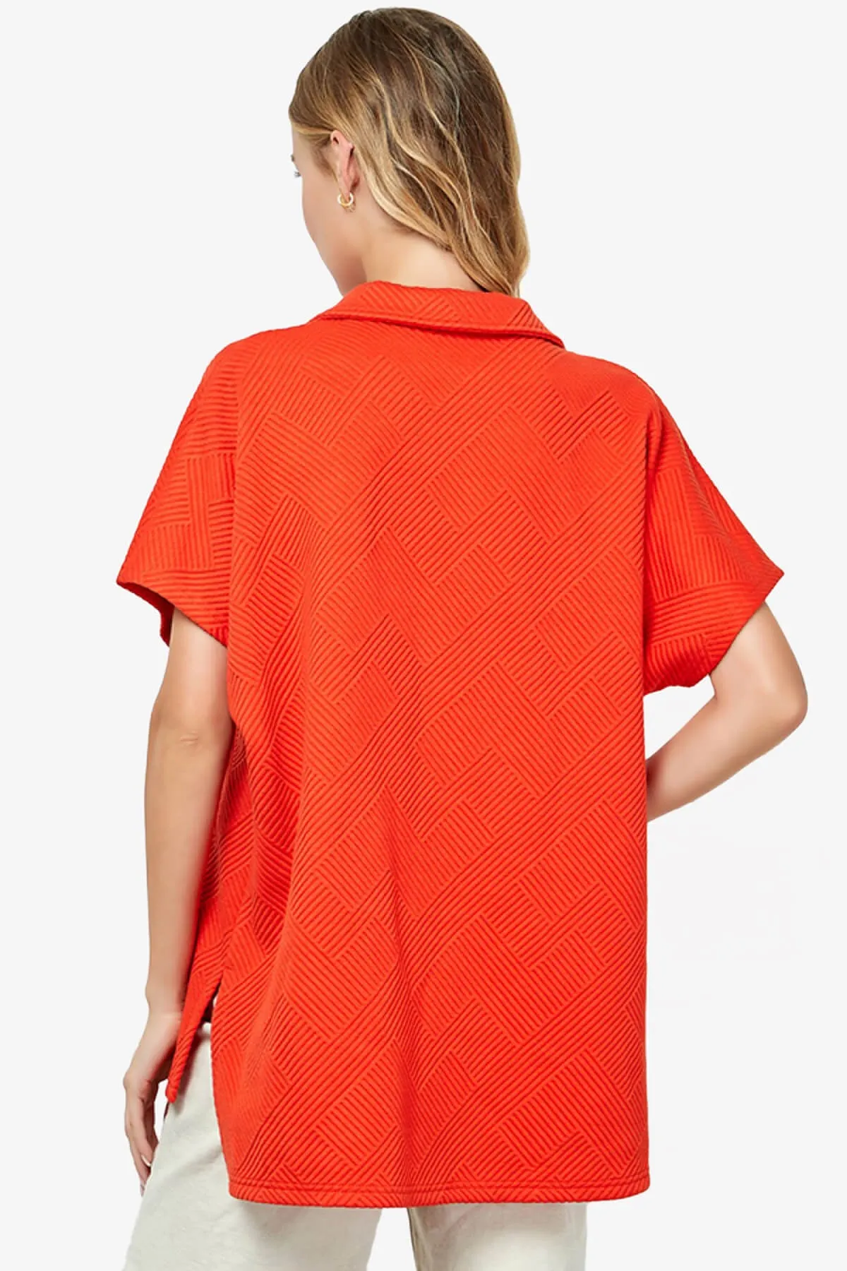 Lassy Short Sleeve Textured Polo Sweatshirt