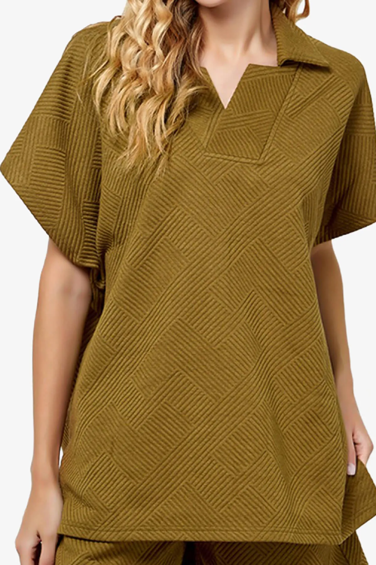 Lassy Short Sleeve Textured Polo Sweatshirt
