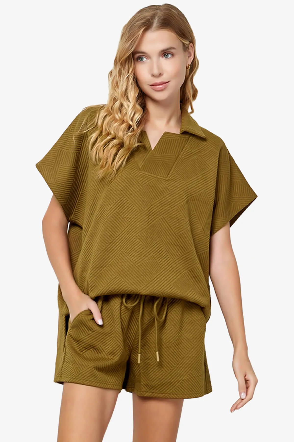 Lassy Short Sleeve Textured Polo Sweatshirt