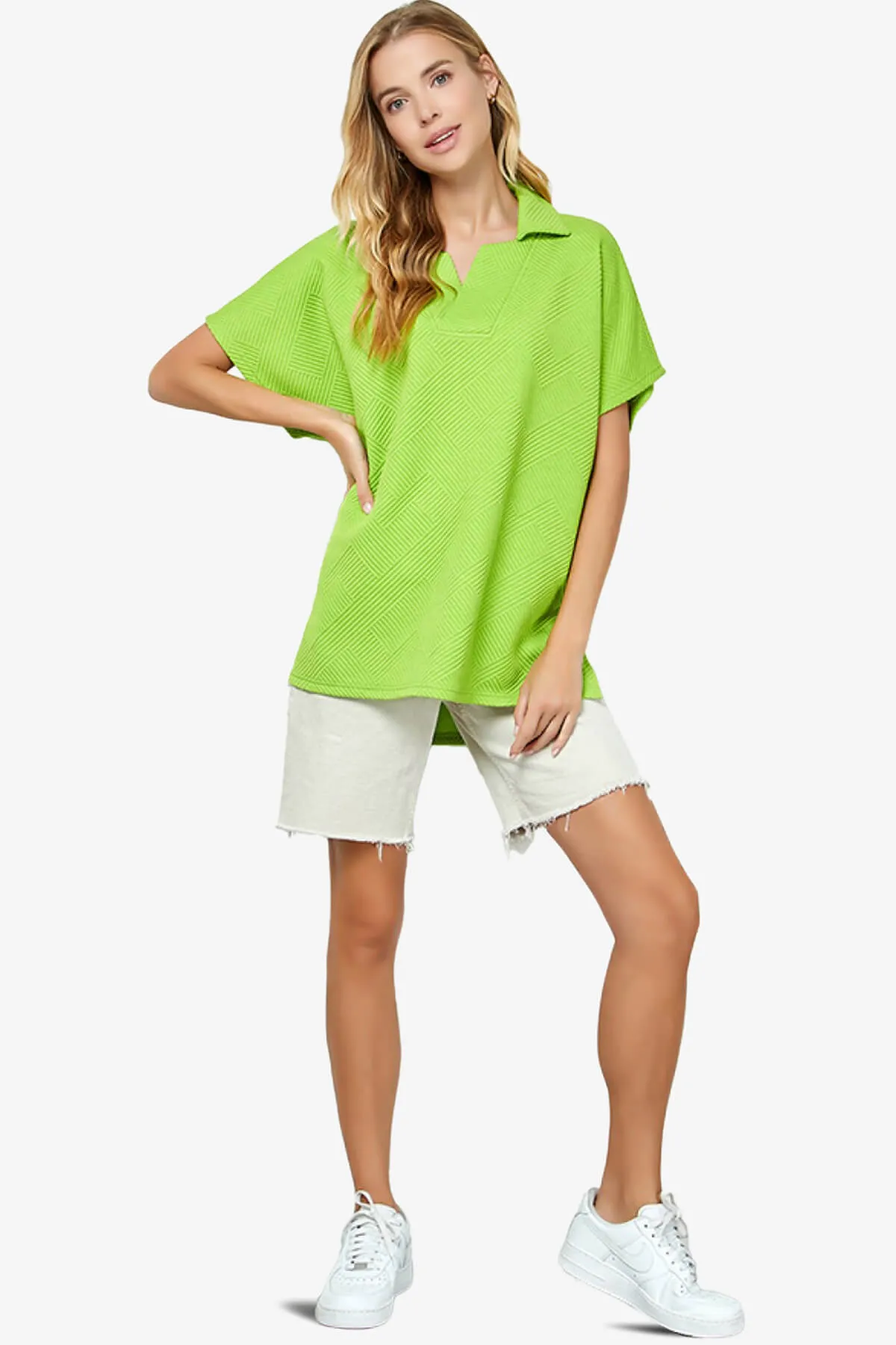 Lassy Short Sleeve Textured Polo Sweatshirt