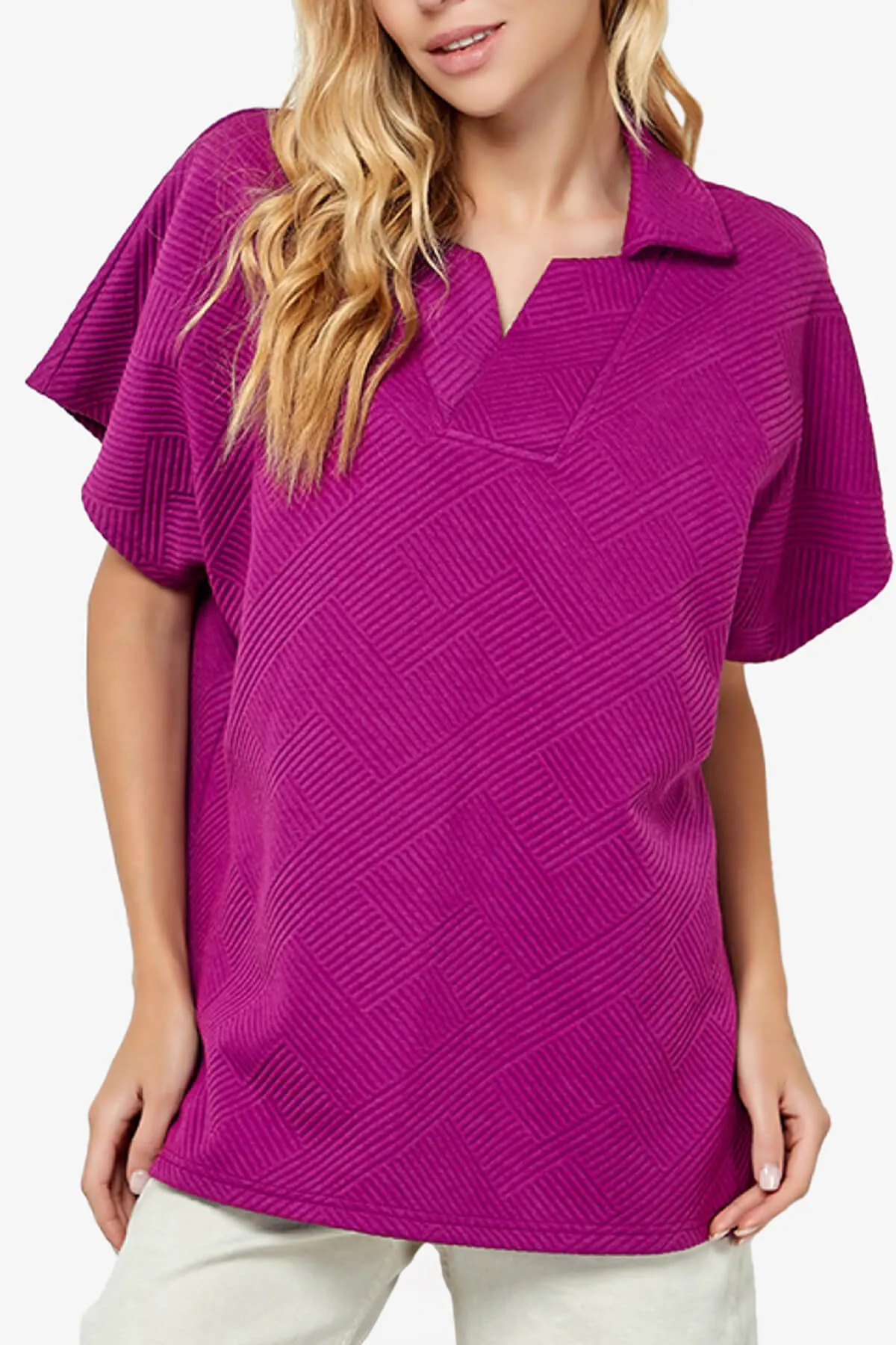 Lassy Short Sleeve Textured Polo Sweatshirt