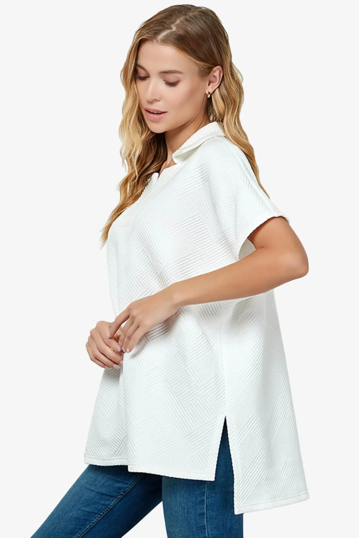 Lassy Short Sleeve Textured Polo Sweatshirt