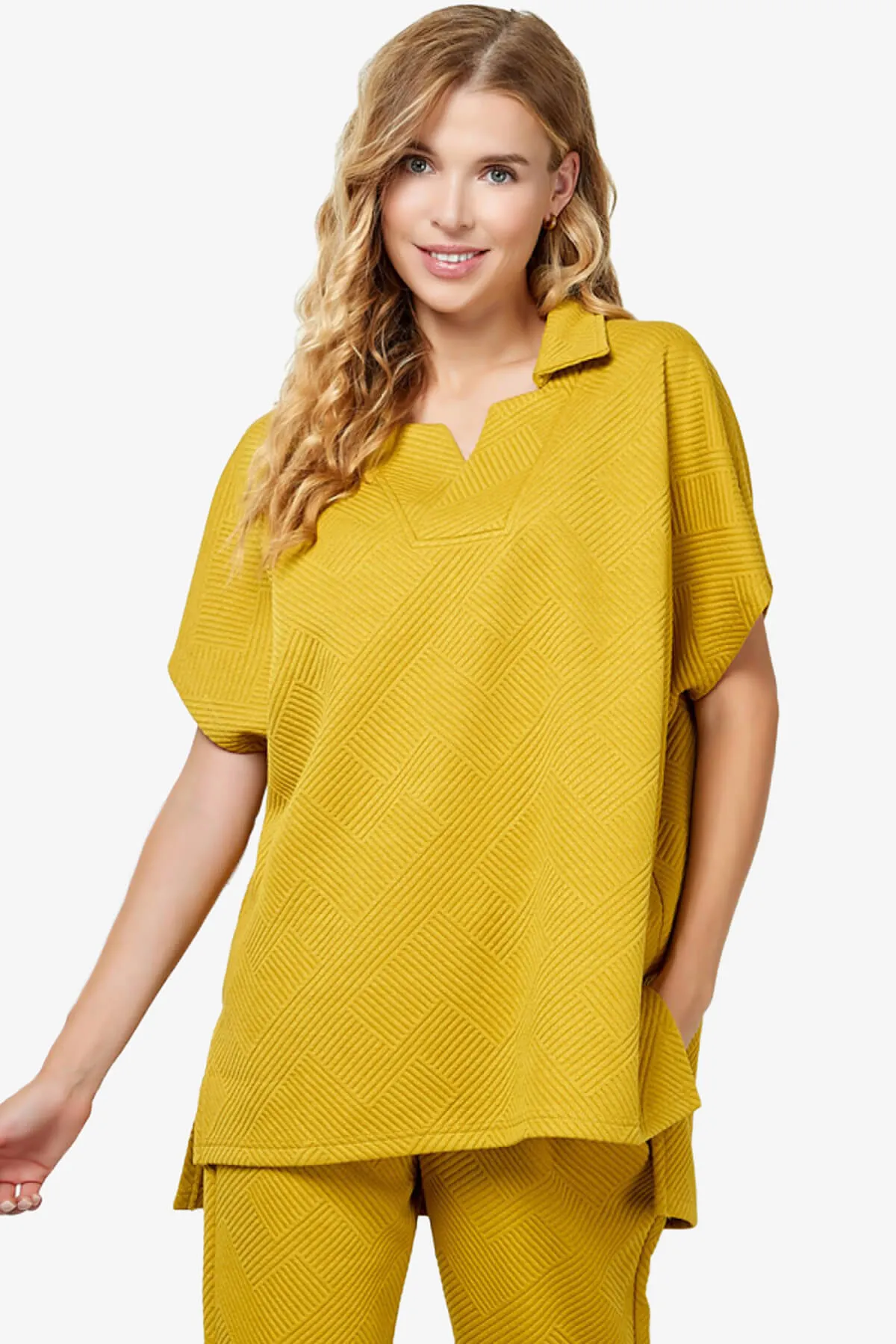 Lassy Short Sleeve Textured Polo Sweatshirt