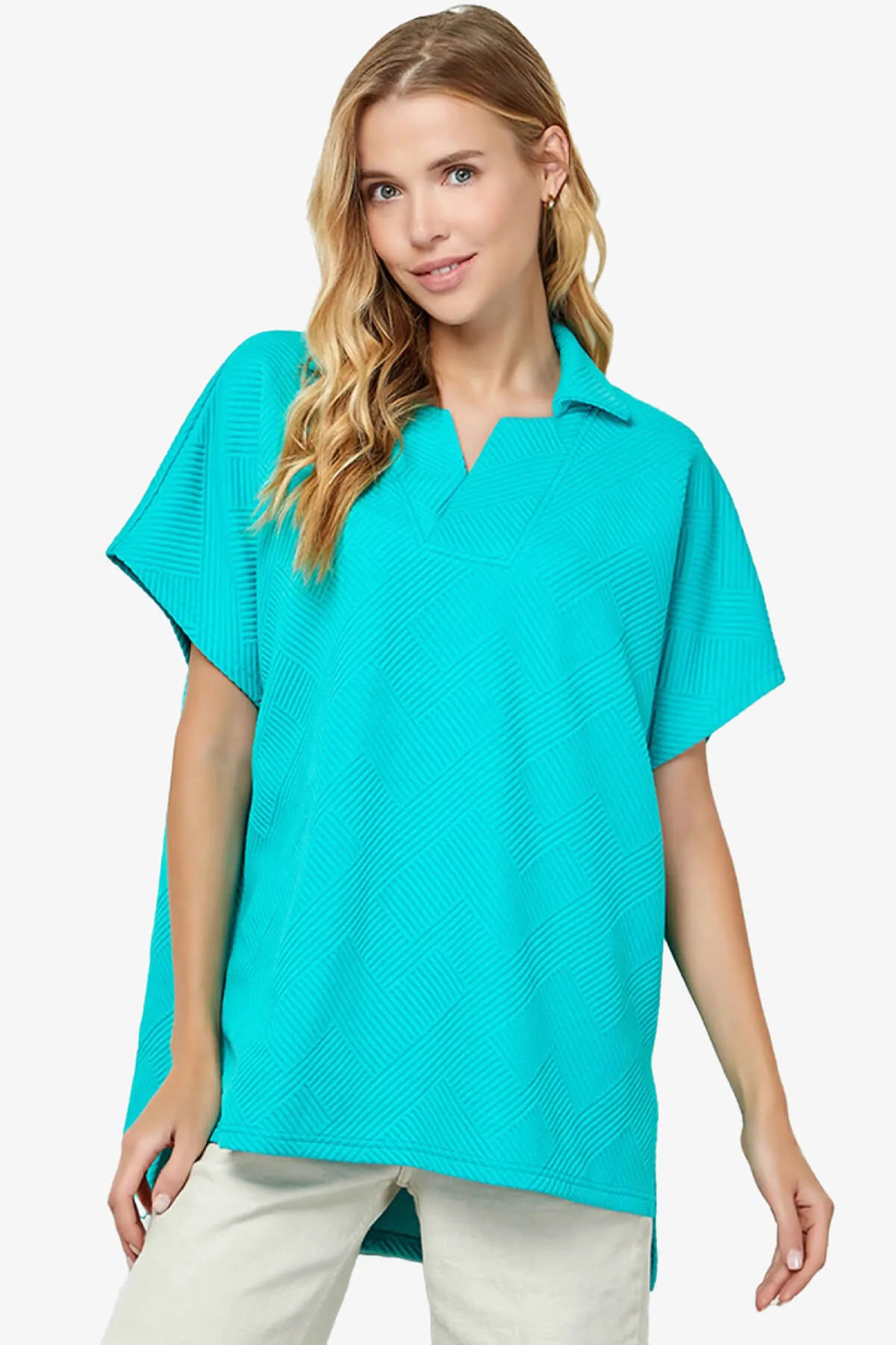 Lassy Short Sleeve Textured Polo Sweatshirt