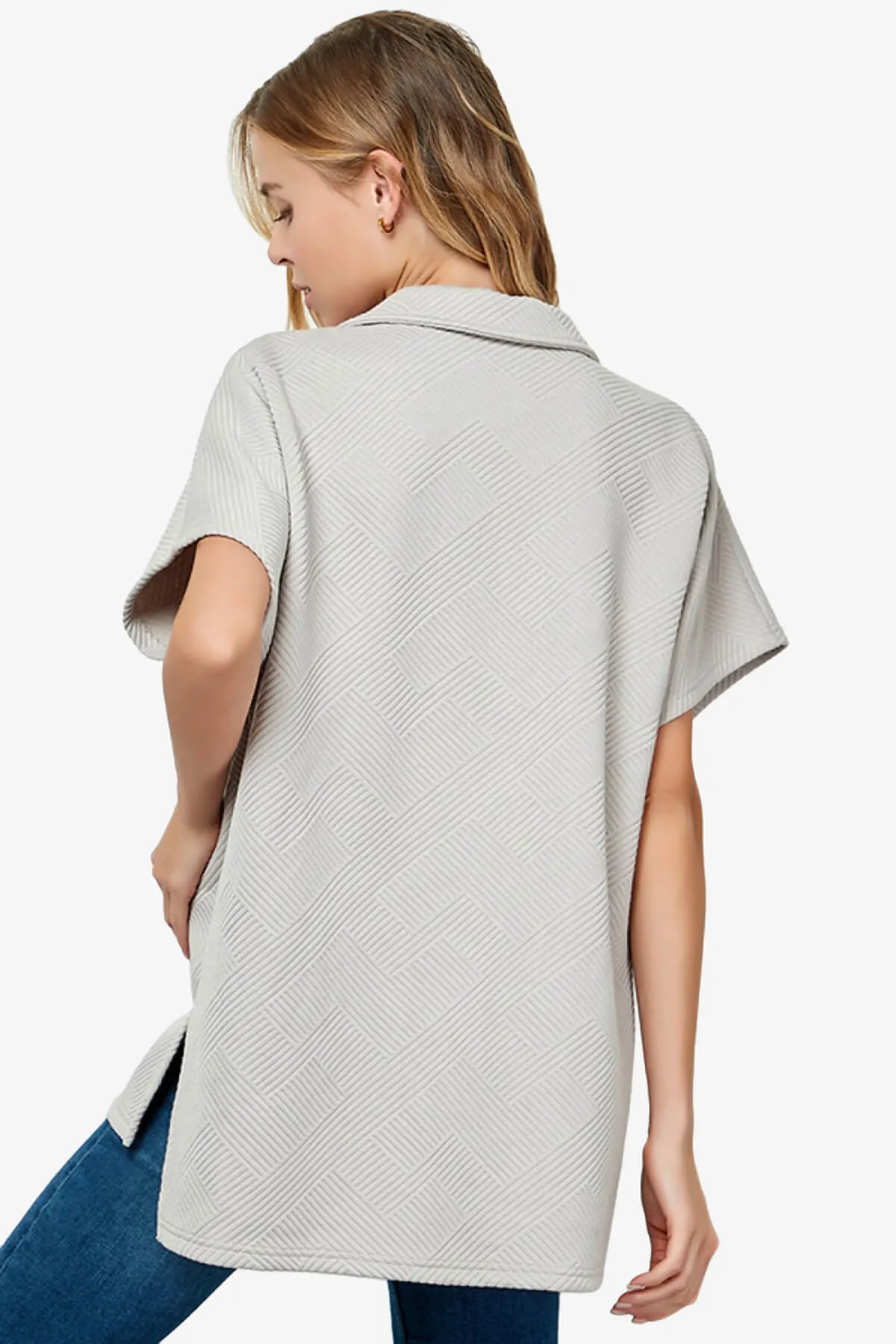 Lassy Short Sleeve Textured Polo Sweatshirt