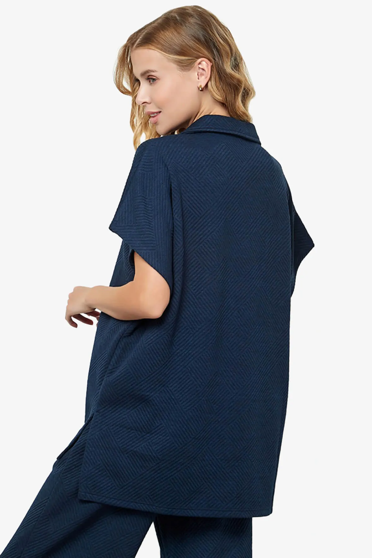 Lassy Short Sleeve Textured Polo Sweatshirt